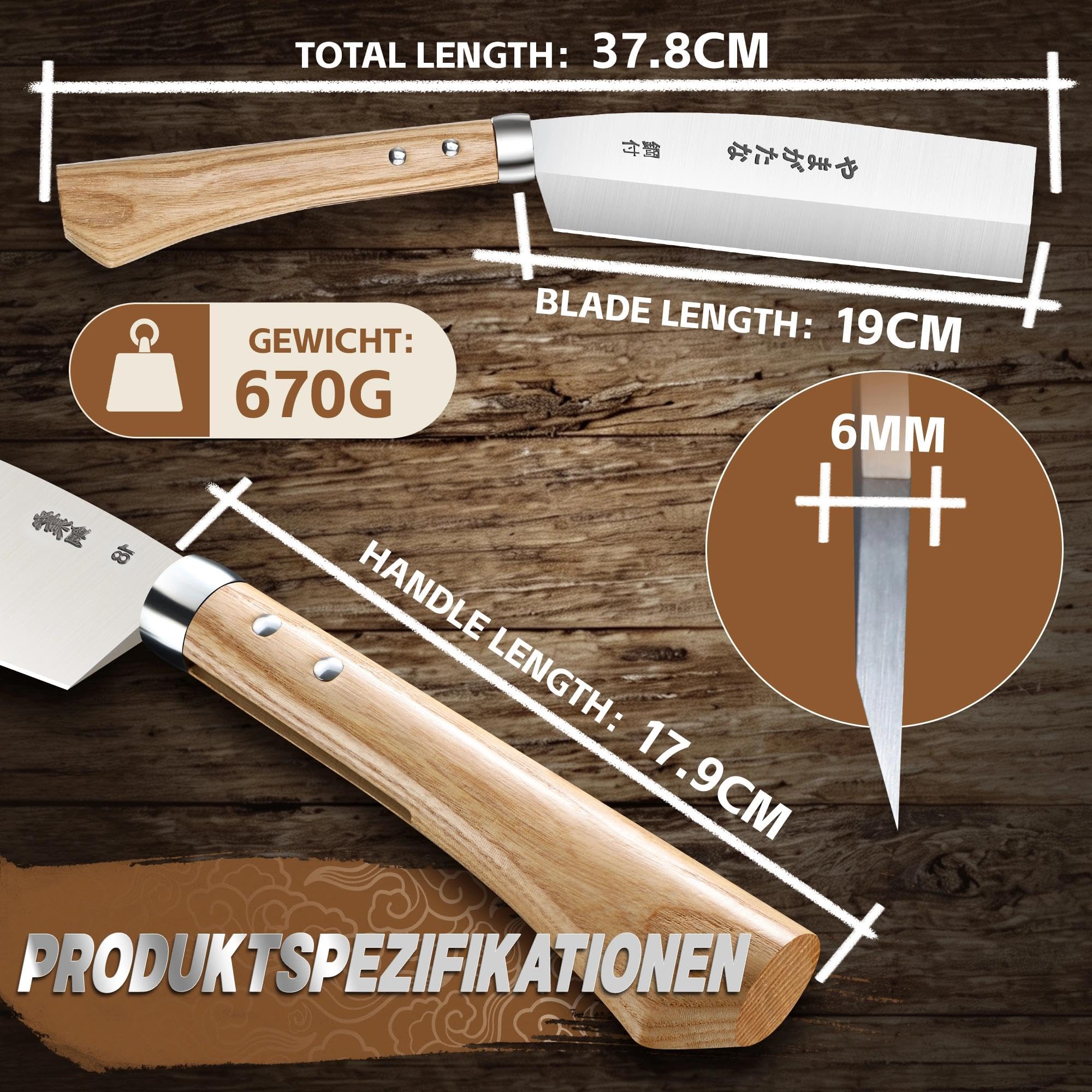 Dream Reach NATA Machete Scharfe, Garten Machete mit Holzscheide and Half Tang Ergonomischer Holzgriff, NATA Beil für Garten, Hof und Camping Outdoor Geschenk für Männer