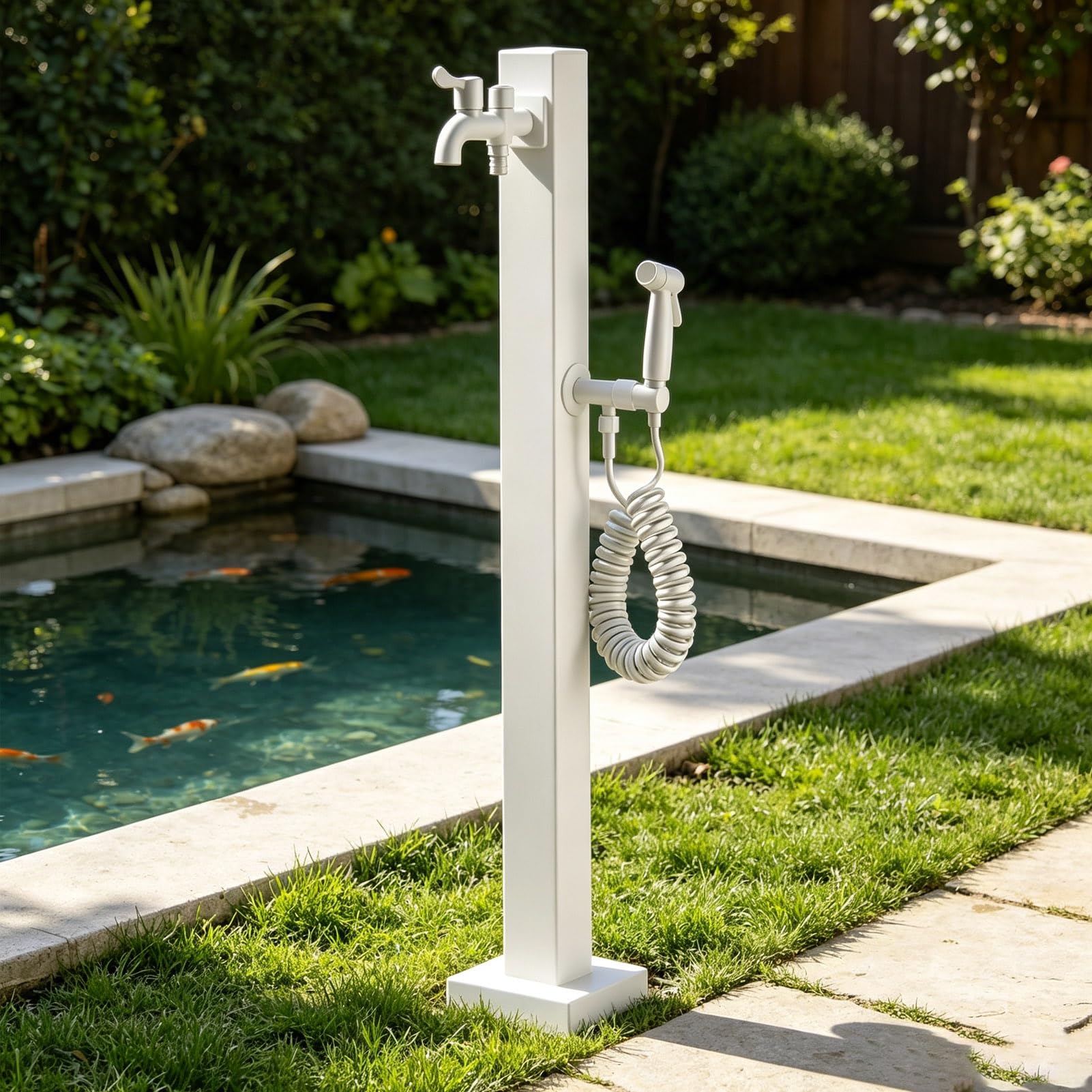 Yard Hydrant Outside Water Column with Faucet Spray Gun Garden Tap