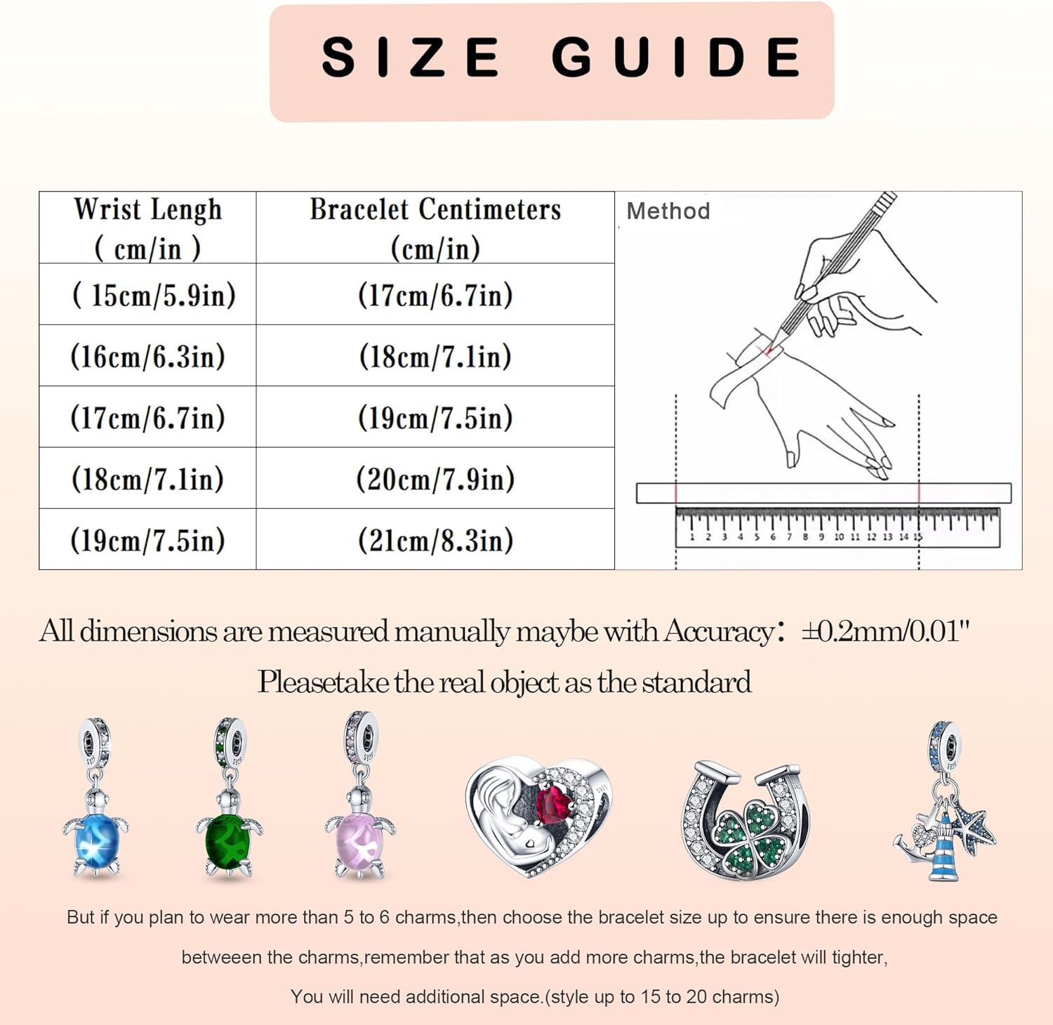 LNQOBU 925 Sterling Silver Snake Chain Bracelet Glossy Women Charm Bracelets for Mother's Day Gift(With one Spacer Beads) - Image 7