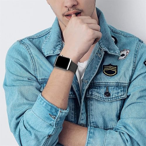 Miniatura 4 de YOUKEX Correas elásticas de acero inoxidable compatibles con Apple Watch 7 de 1.61 pulgadas, 1.77 pulgadas, 1.65 pulgadas, 1.49 pulgadas, 1.57