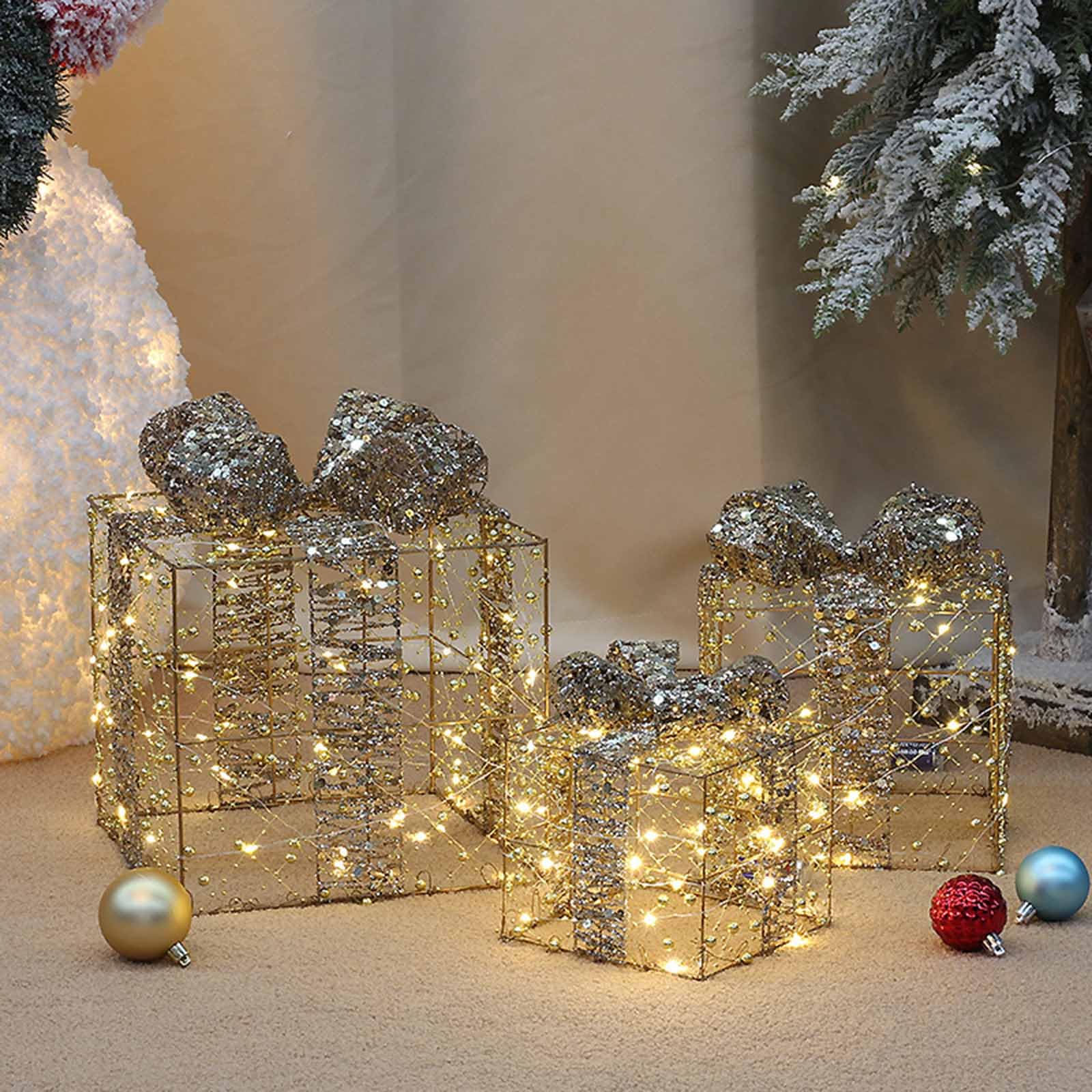 Weihnachtsgeschenkbox, Ornament, 3-teiliges Set, Dekoration, Bastelbedarf für Zuhause, Tischdekoration, Geschenkbedarf