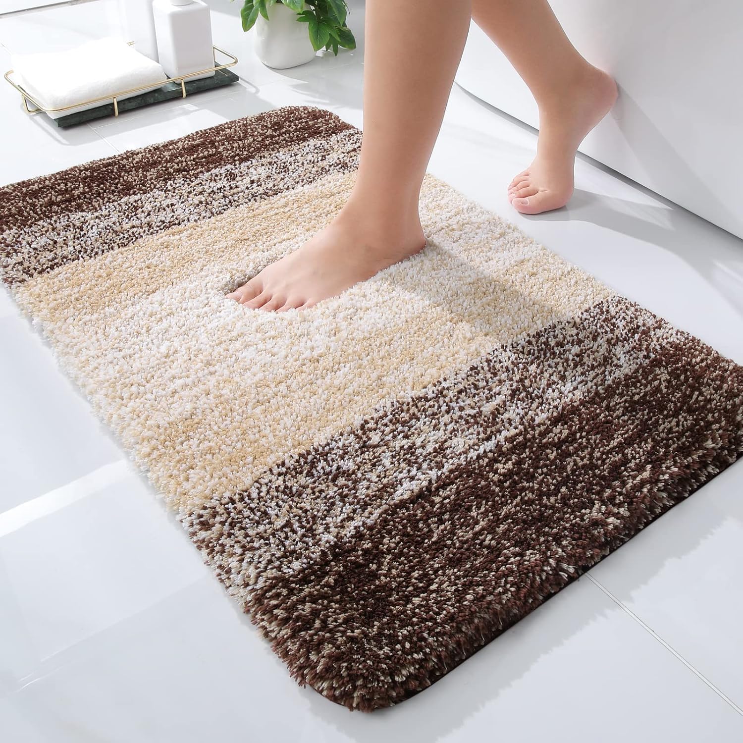 BIMOZY Tapete de Baño Alfombra Antideslizante,Tapete para Piso Lavable a Máquina con Microfibras Suaves Absorbentes de Agua,Baño de Felpa Gruesa,Tapete Absorbente para Baño,Cocina,Salón
