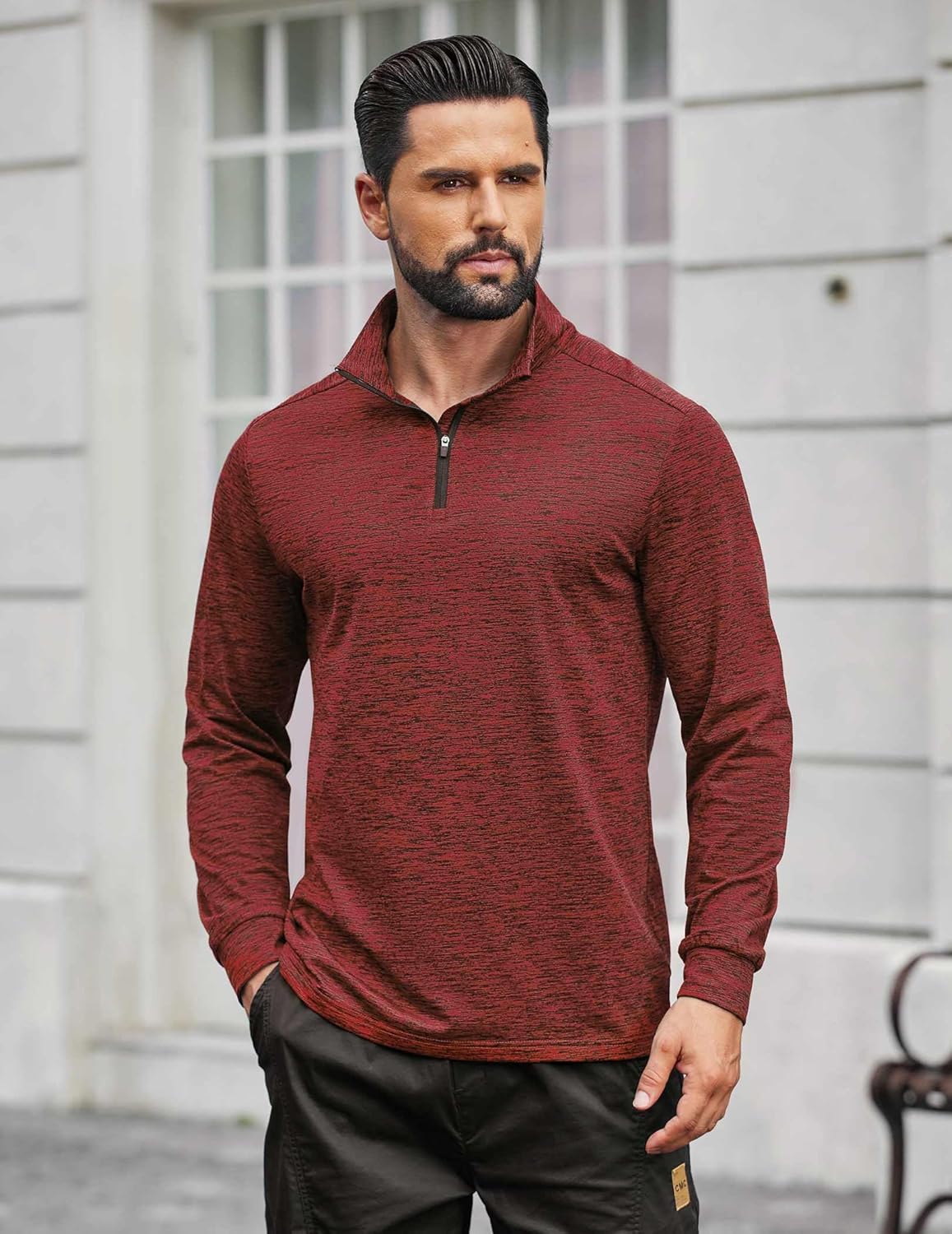 COOFANDY Men's Quarter Zip Shirts Workout Fleece Lined Lightweight Long Sleeve Pullover Sweatshirts - Image 3