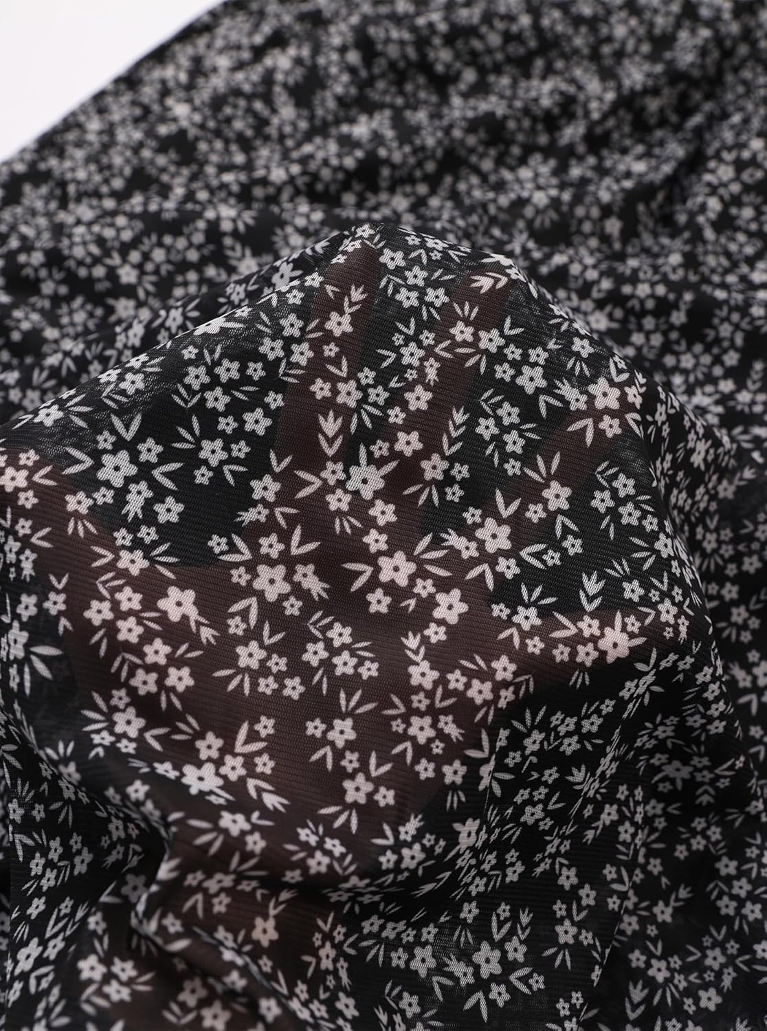 Avanova Women Boho Mesh Floral High Waisted Midi Skirts Flowy Summer Long Skirts Ditsy Black XX-Large - Image 5