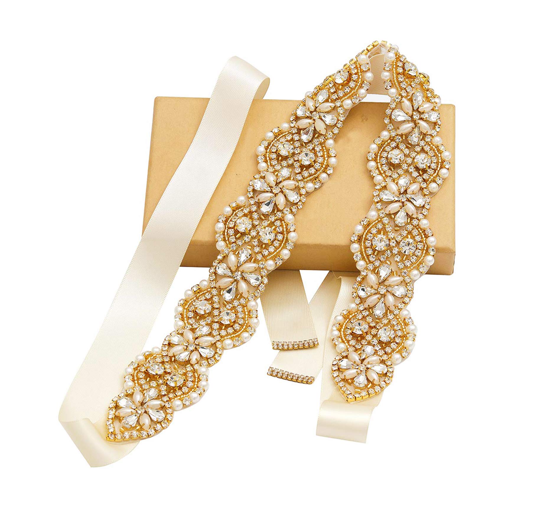 TendaisyWomen's Wedding Belt Crystal Pearls Bridal Sash Rhinestone Dress Belts for Bridal Gowns