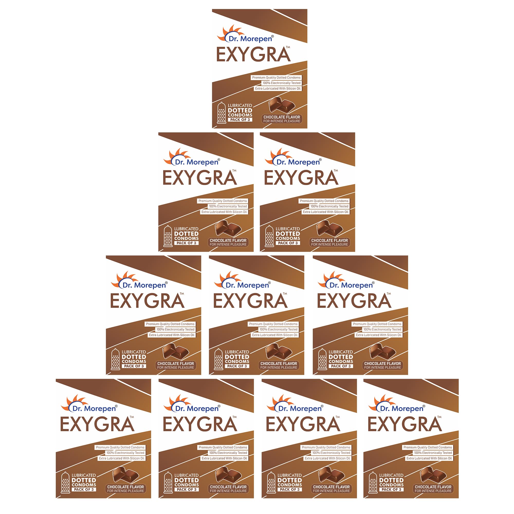 Dr. Morepen Exygra Condoms- Ultra-thin, Lubricated, Extra Dotted, Chocolate Flavour (30 Count (Pack of 10)-image-5
