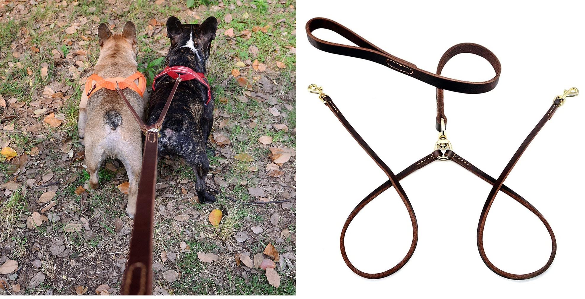 Hachiko:-Heavy Duty Double Leather Dog Leads Pet Leash for 2 Dogs(Brown) (B09WF3VKFC) Amazon Price History, Amazon Price Tracker