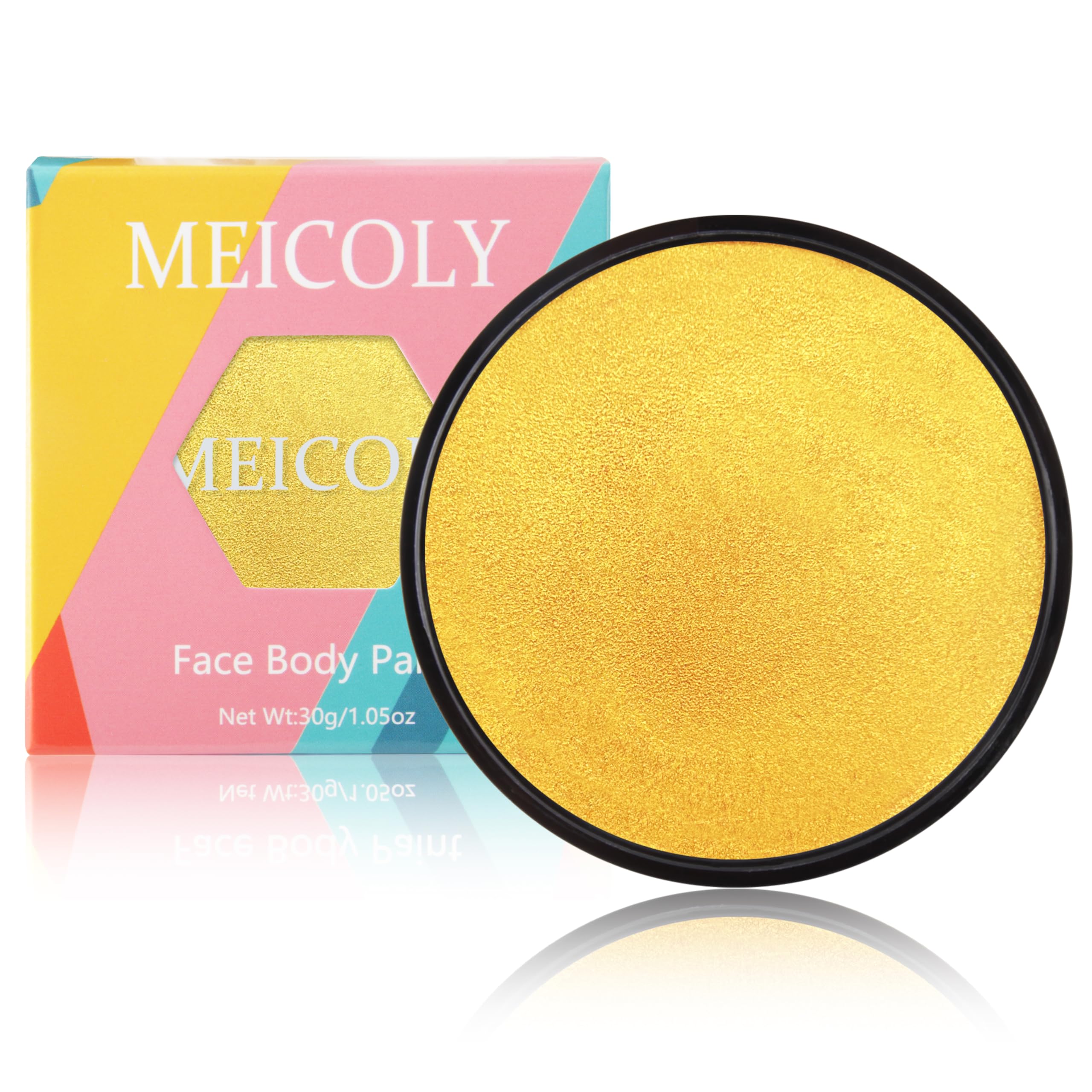 MEICOLY Gold Face Body Paint,Water Based Washable Body Paint,Face Paint for Kids and Adults,Professional Golden Face Painting for Halloween SFX