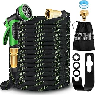 Comprar Manguera Extensible 15 Metros con Pistola de Riego 10 Funciones | Flexible, Resistente y Antienredos | Conectores de Latón 1/2