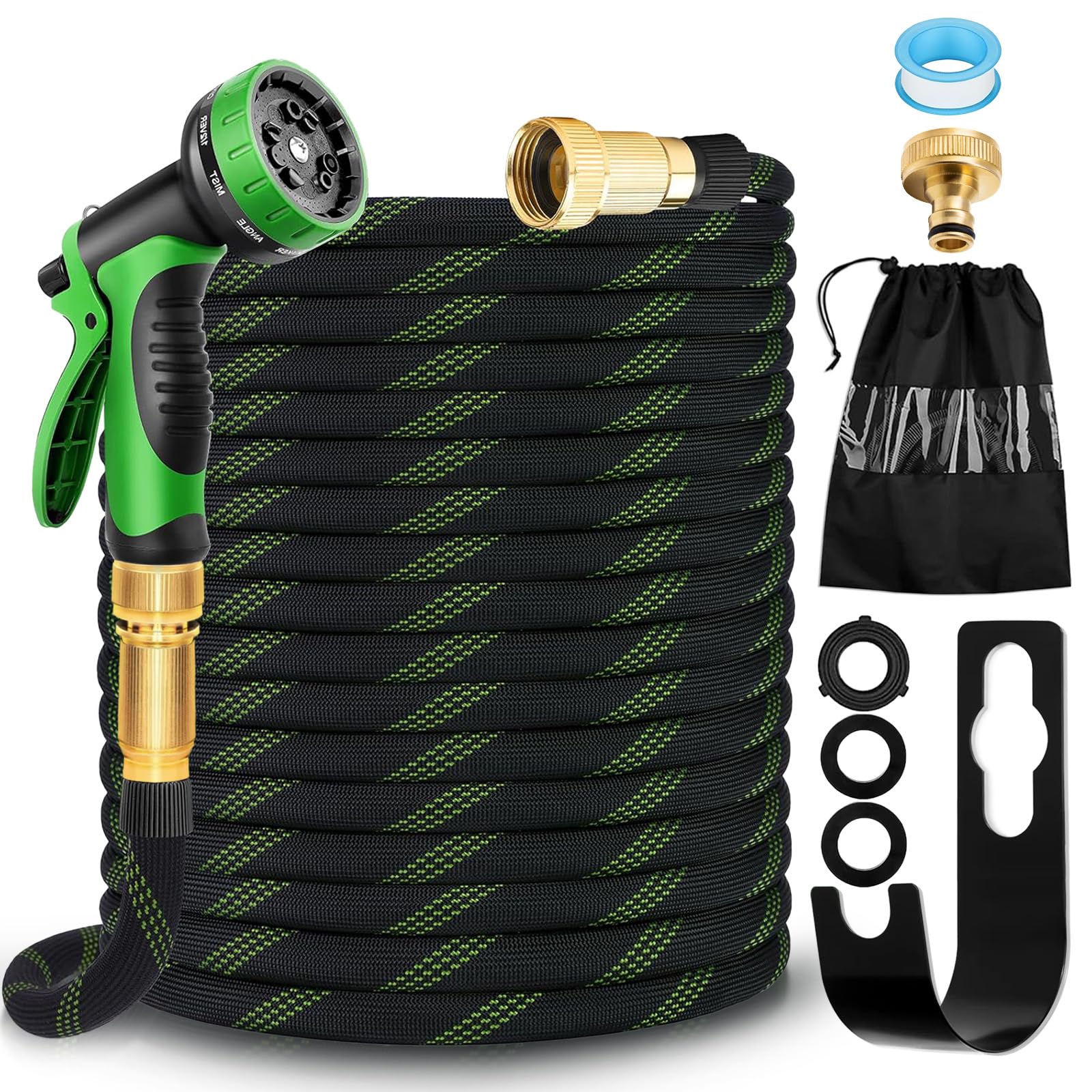 Tuyau d'Arrosage Extensible 15m Léger - 10 Modes de Pulvérisation, Raccords en Cuivre Antifuite | Pour Jardin, Lavage Voiture, Animaux Domestiques