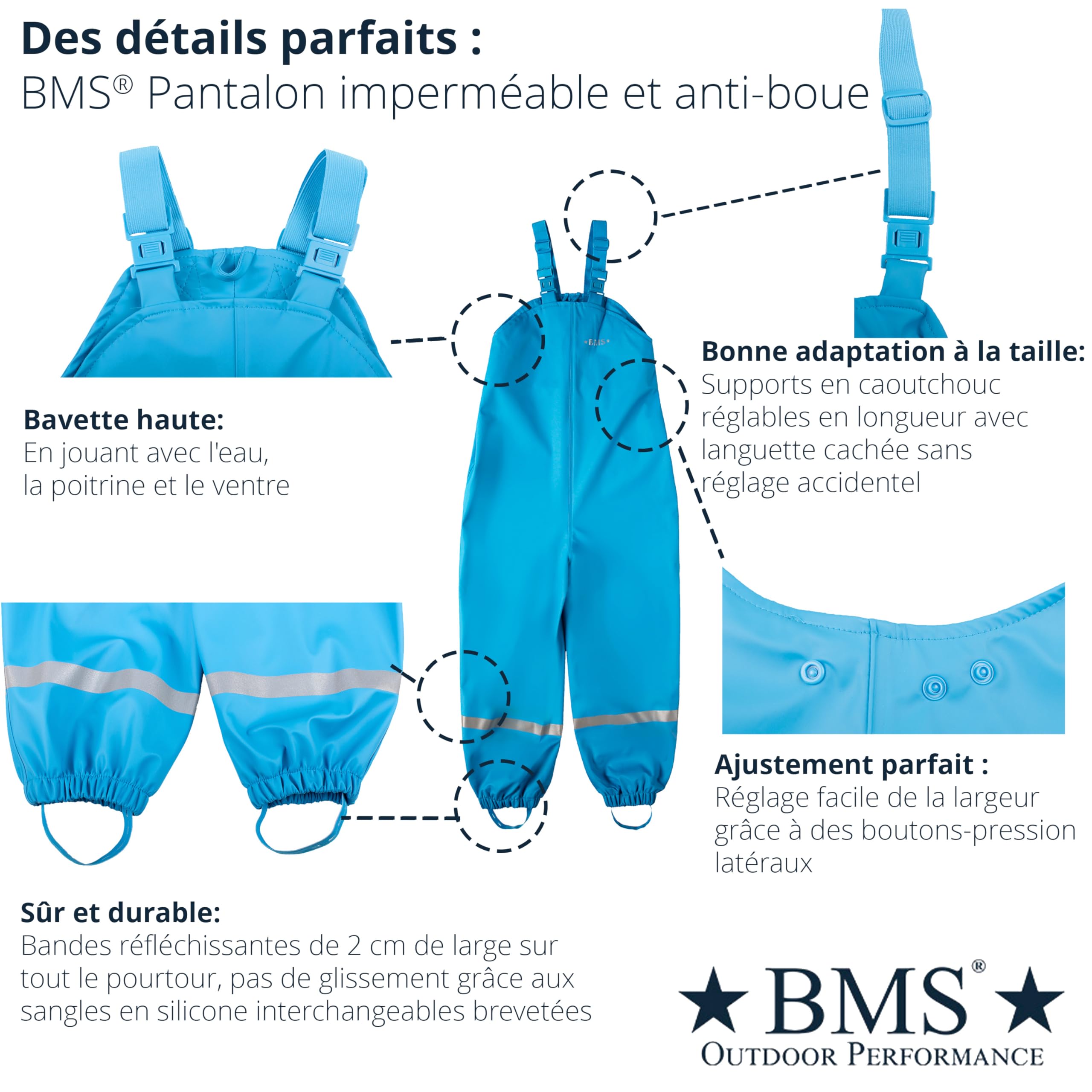 BMS Salopette de Pluie, ciré imperméable, pour Enfants,