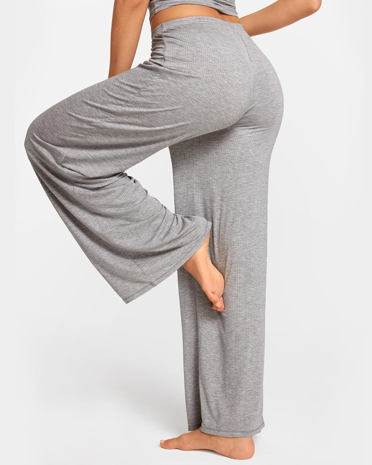 Women's Natrelax Pajamas Pants Wide Leg Casual Modal Ribbed Loose Fit Sleep Soft Comfort Flowy Lounge Pj Bottom - Image 2