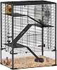 PawHut Large Hamster Cage with Deep Tempered Glass Bottom, 3 Tiers Hamster Tank with Running Wheel, Hut, Water Bottle, Dish, Rat Cage for Syrian, Dwarf, Gerbils, Mouse, 30