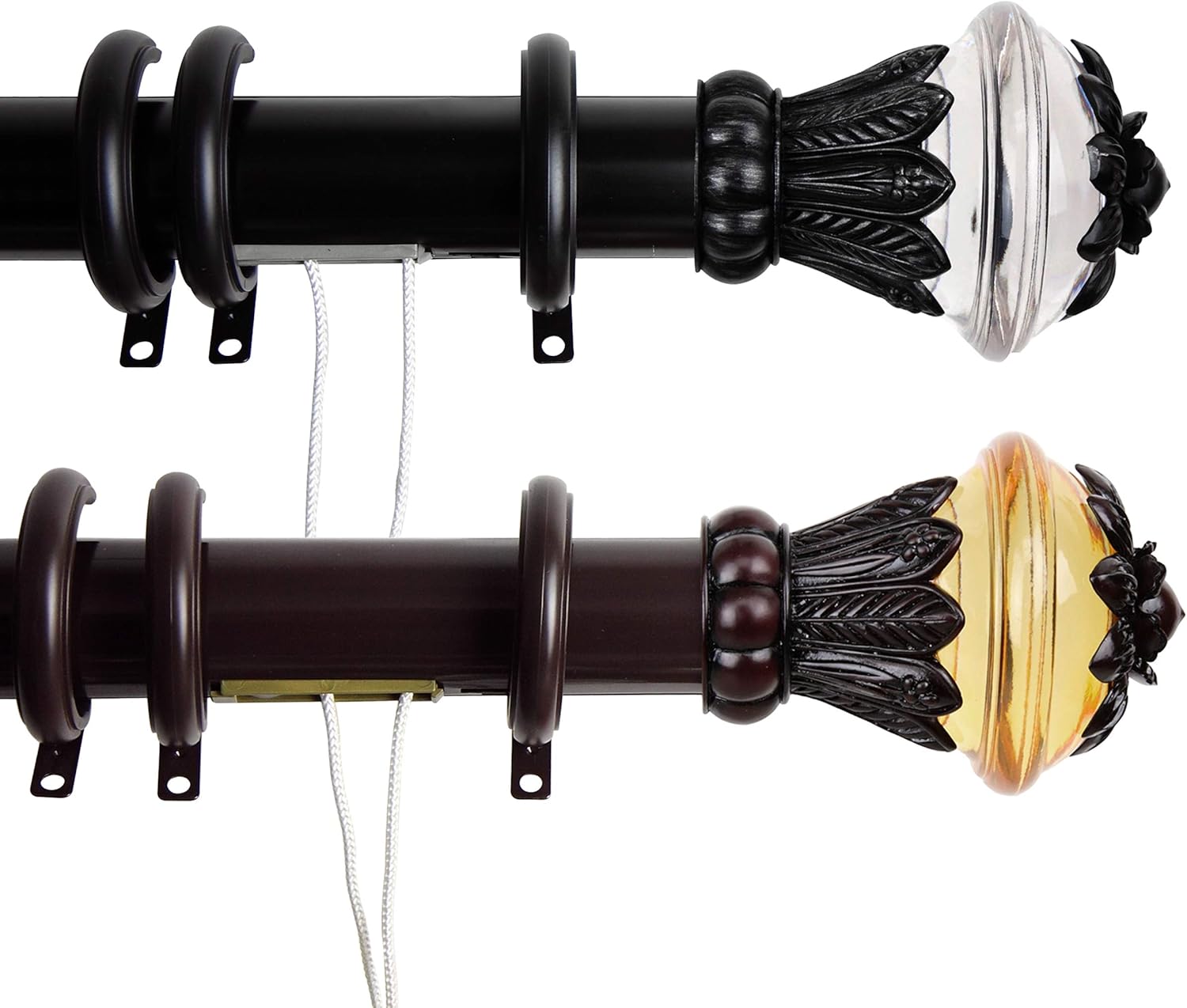 Rod Desyne Paradise Decorative Traverse Rod Set with Rings, 30 to 48-Inch, Black