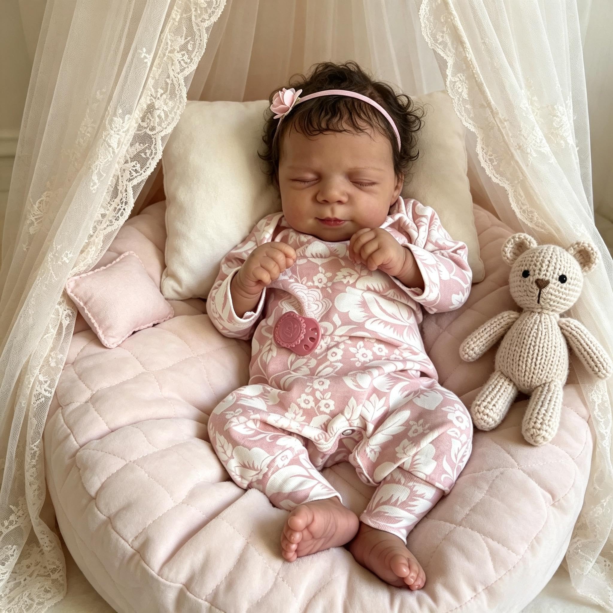 RXDOLL Muñecas de bebé afroamericanas realistas de silicona de cuerpo completo de vinilo de 18 pulgadas, muñecas de bebé recién nacidas realistas que parecen la vida real, regalos para niños a partir