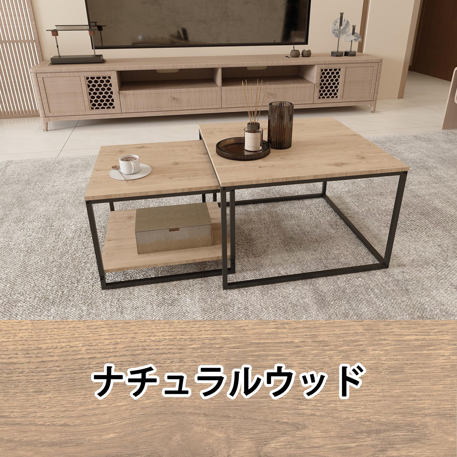 Amazon.co.jp: PluieSoleil ローテーブル センターテーブル 幅60cm+幅