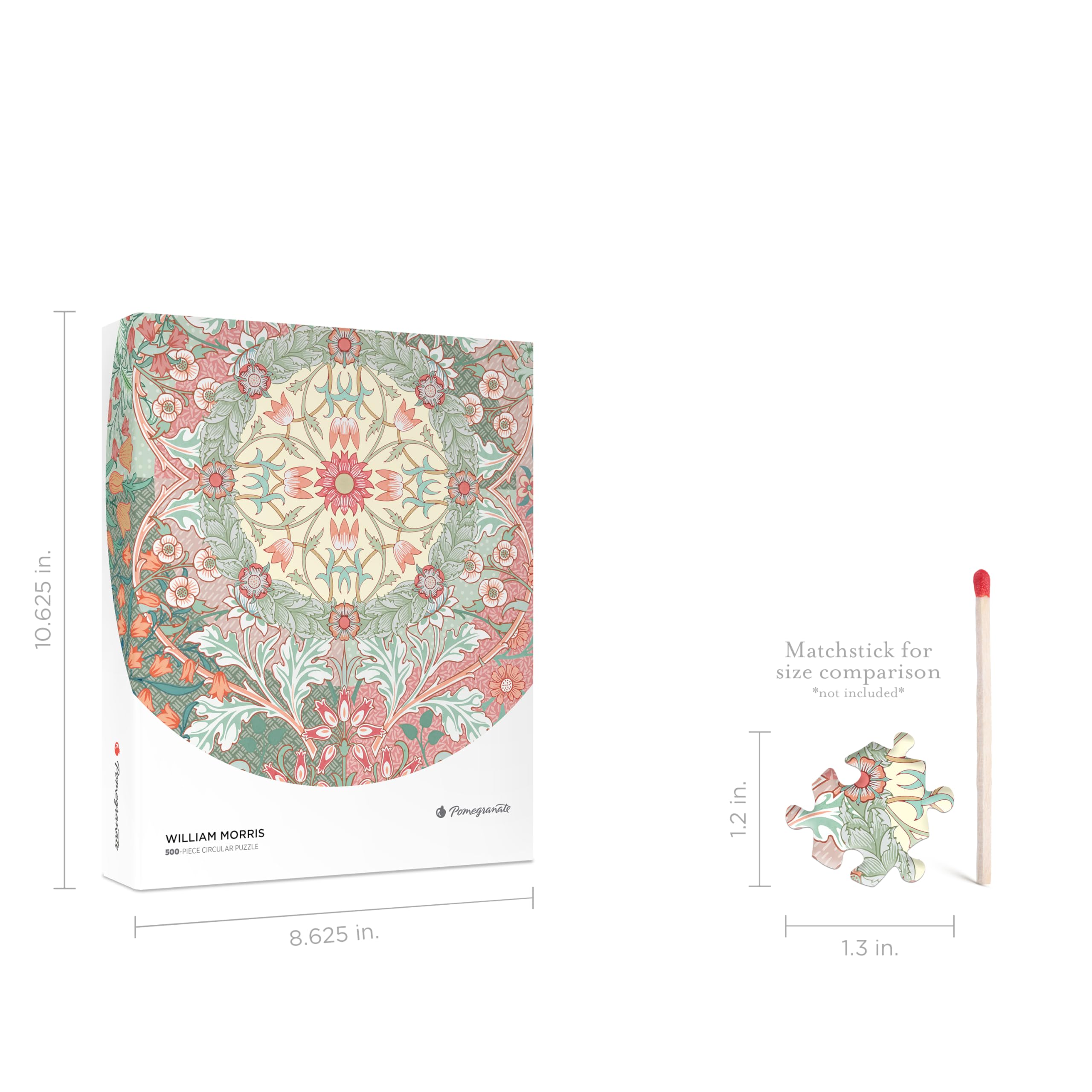 Pomegranate 500-Piece Circular Jigsaw Puzzle for Adults, William Morris Circular Puzzle, Matte Finish, Snug Fit - Image 3