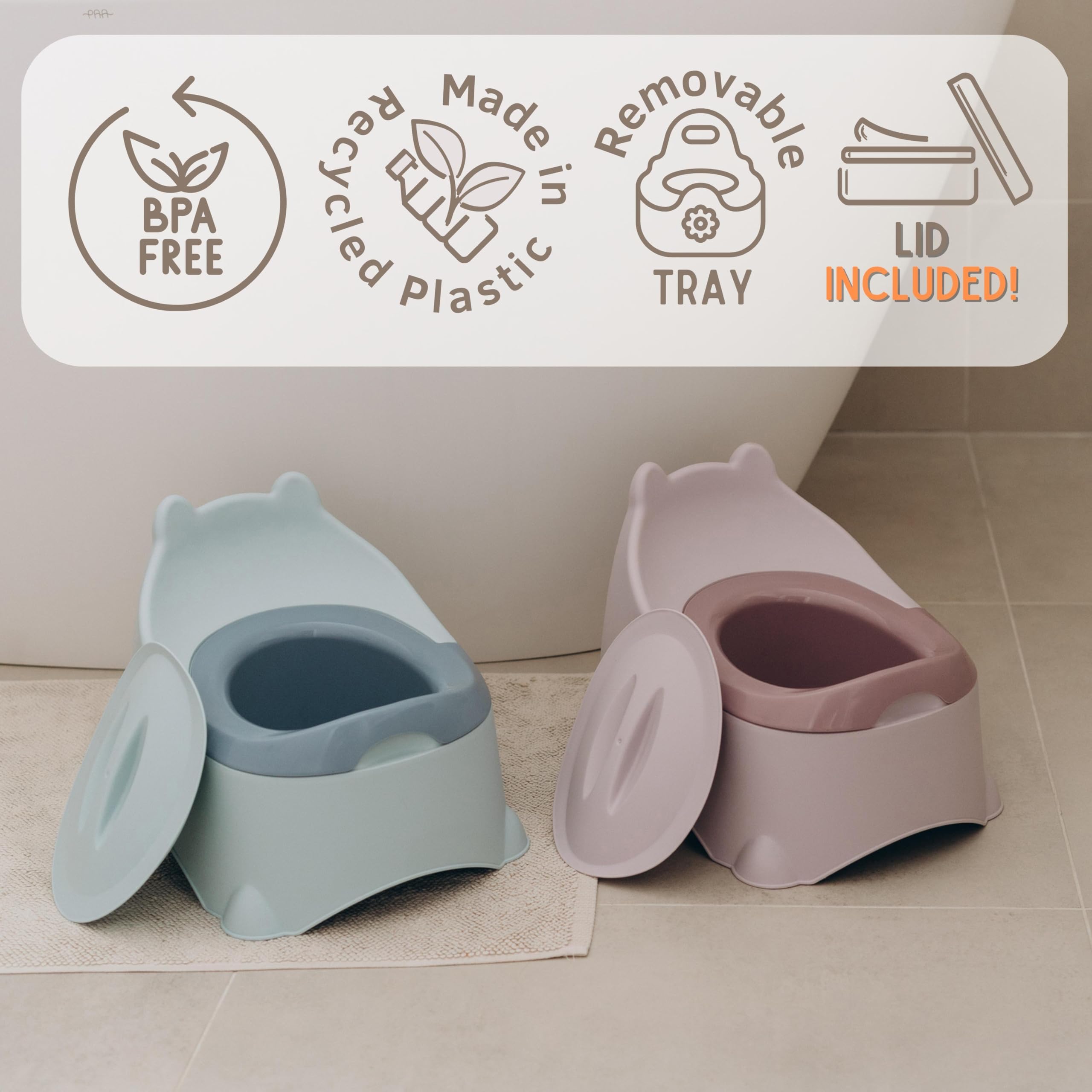 Bisoo Töpfchen für Kinder - Magisches Töpfchentraining mit Spaß - Kindertoilette mit Thermosticker, Anleitung und Sticker-Sets - Ergonomisches, Töpfchen baby, Einfache Reinigung, BPA-frei - Klo Blau