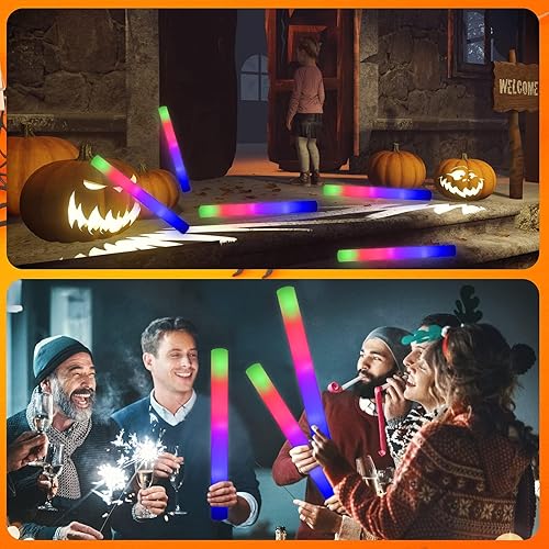 Miniatura 8 de LifBetter Light Up Glow Sticks Bulk, LED Foam Sticks in The Dark with 3 Modes Flashing Led Foam Multicolor Batons Light up Party Favors for