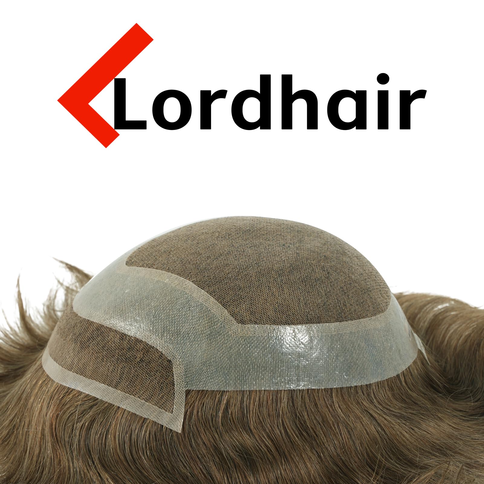 Lordhair Toupet Capelli Veri da Uomo,Protesi Capelli Uomo,100% Capelli Umani,con Pizzo Francese e Bordo Della Pelle