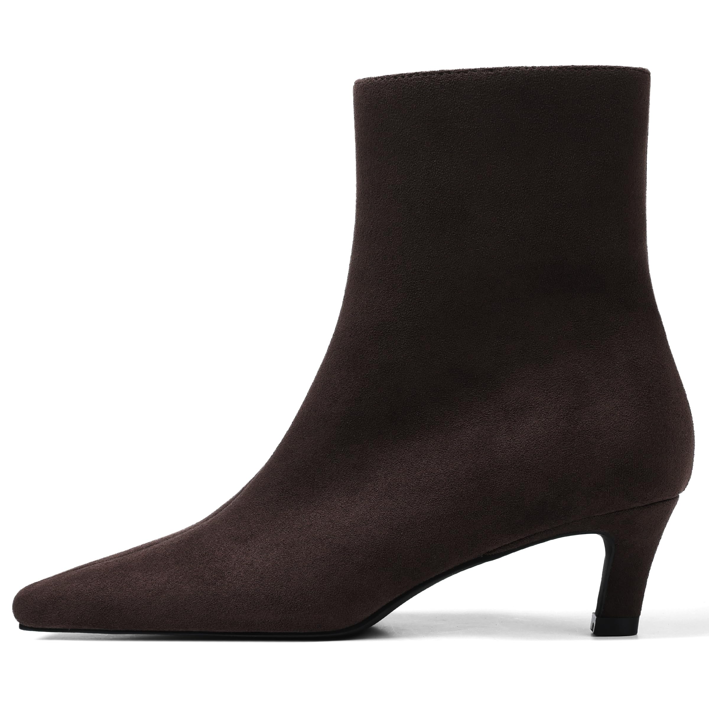 Mattiventon Fall Boots for Women Square Toe Kitten Heels Faux Suede Short Low Heel Dressy Ankle Bootice with