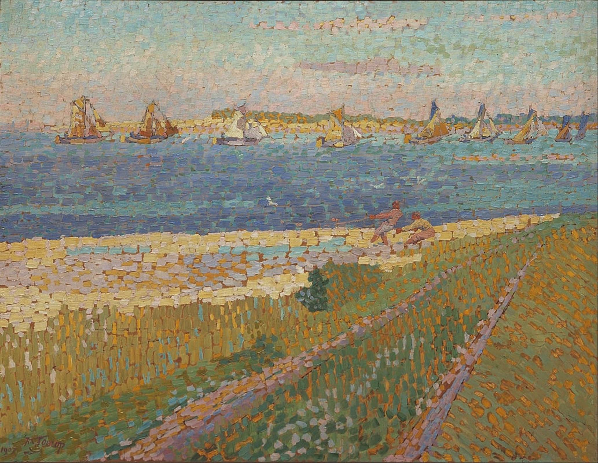 SERENDIPITP Retro Picture Poster Wall Art Pictures Painting the Schelde Near Veere by Jan Theodore Toorop Wall Art Canvas Print for Wall Decor 60x90cm