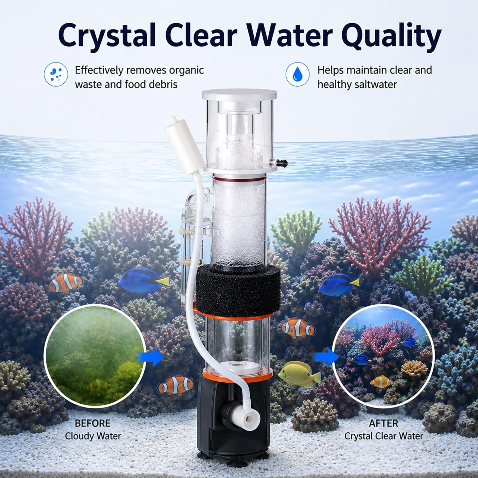Interner Eiweißabschäumer für Meerwasseraquarien, Meerwasser-Riffaquarien