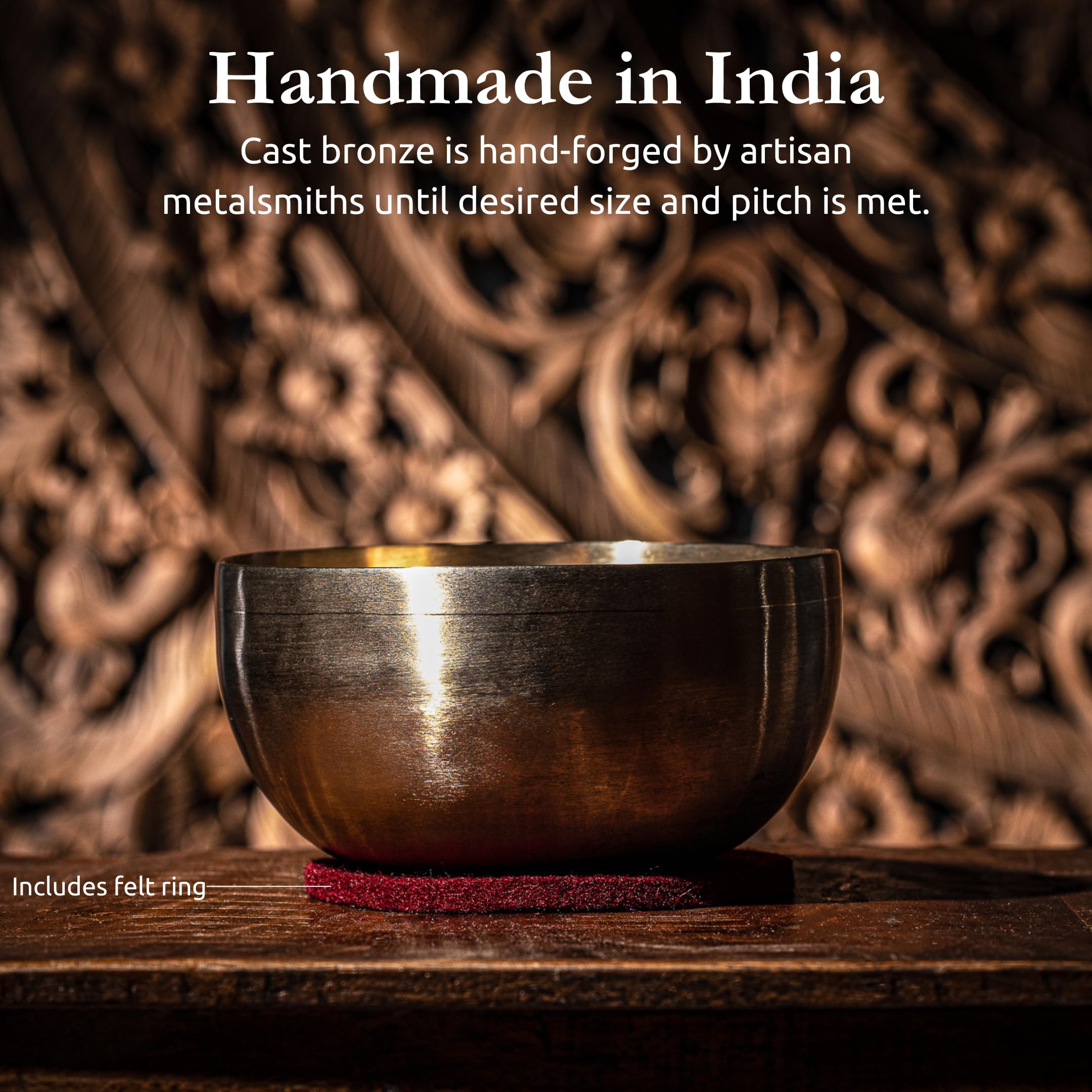 Campana tibetana in bronzo, serie universale - MADE IN INDIA - Per meditazione, yoga e terapia del suono