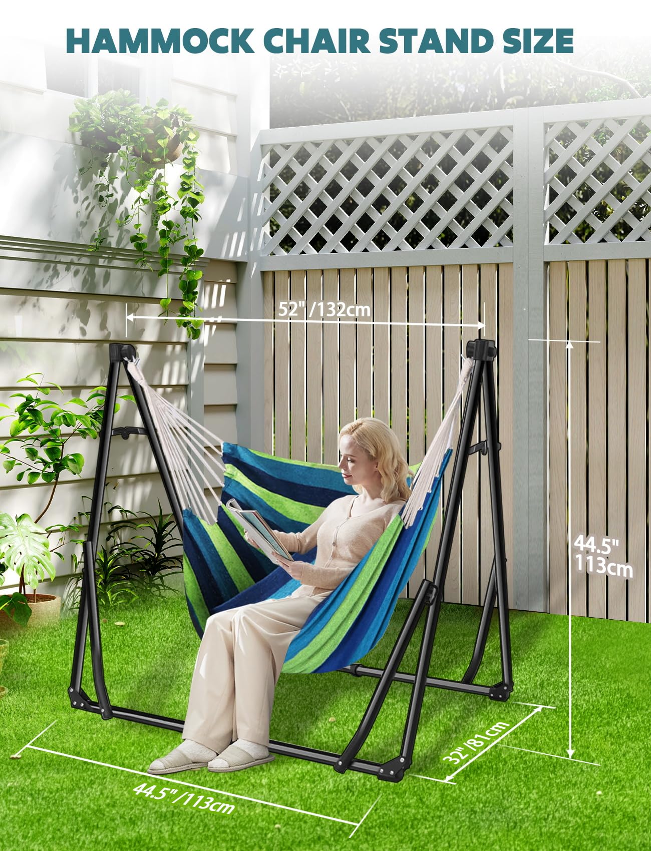 Hamac Double Avec Support Acier – 250 Kg, Intérieur/extérieur, Noir, Neuf