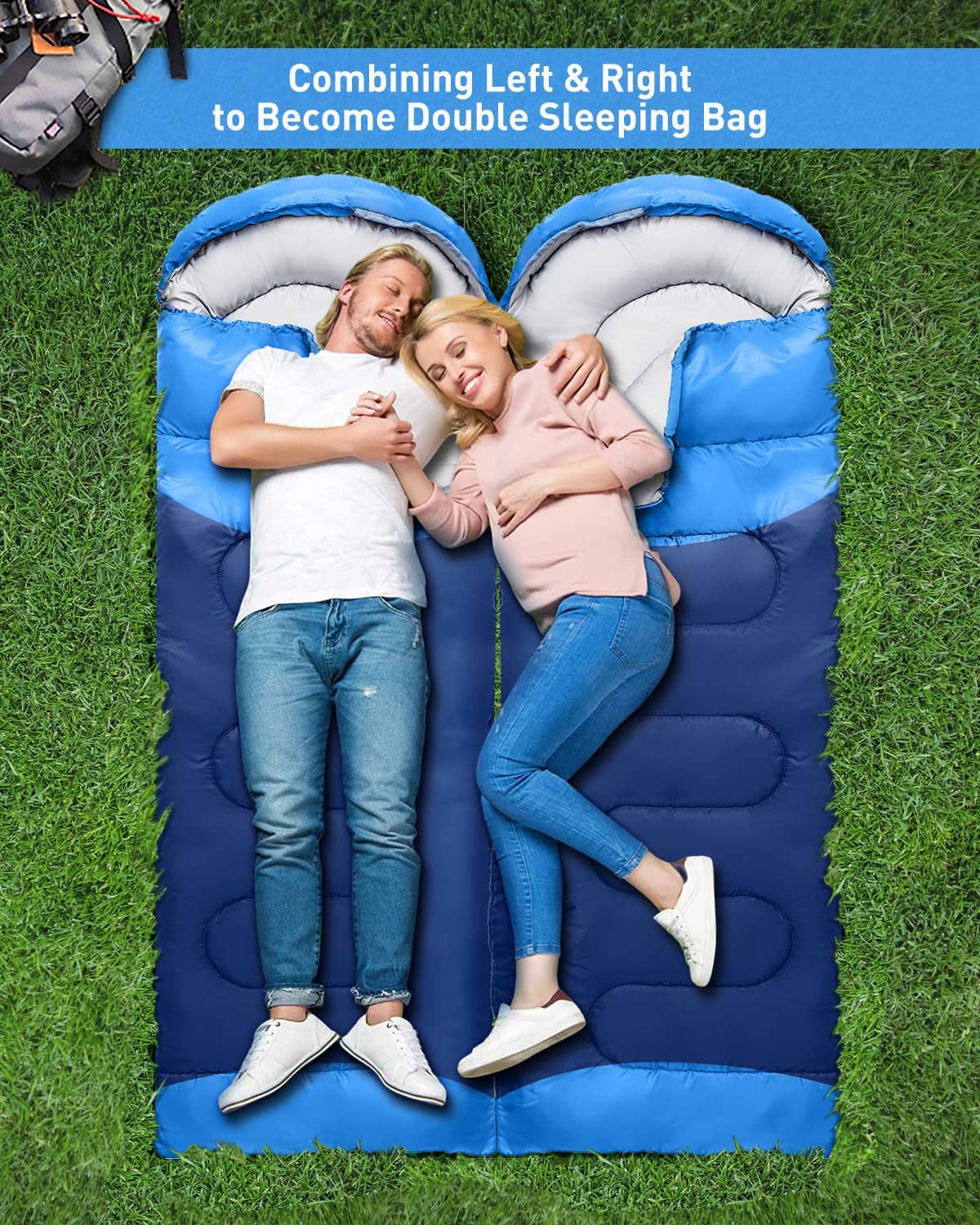 Sac de couchage pour camping – Ultraléger 4 saisons pour une seule personne, chaud et léger, sac de couchage pour camping, léger, imperméable, intérieur et extérieur pour enfants, adolescents,