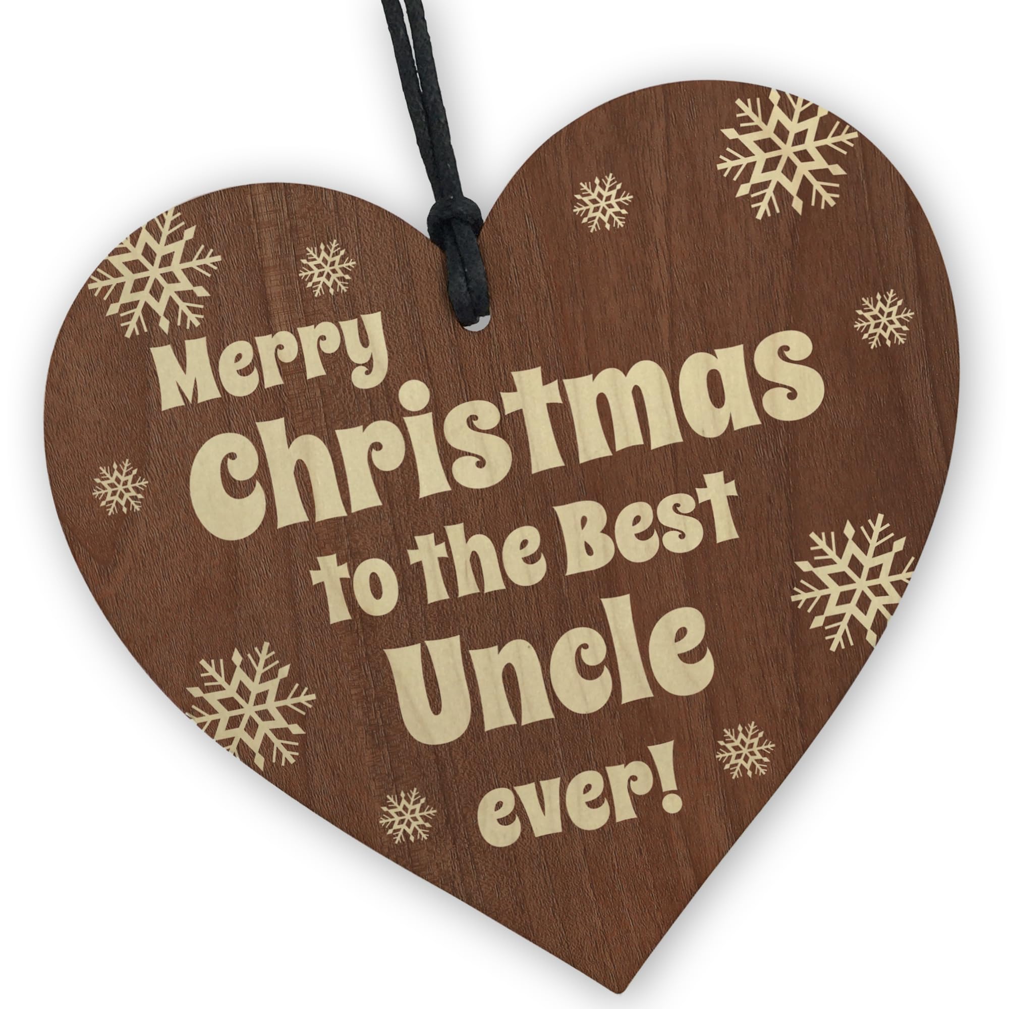 Red Ocean Uncle Christmas Presents From Niece Nephew, Wooden Hanging Heart Christmas Decoration, Uncle Gifts From Grandchildren