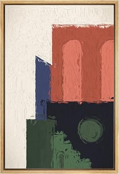 NWT Framed Canvas Print Wall Art Grunge Paint Stroke Architecture Landscape Abstract Shapes Illustrations Modern Art Contemporary Minimal Urban Chic for Living Room, Bedroom, Office - 24"x36" Natural