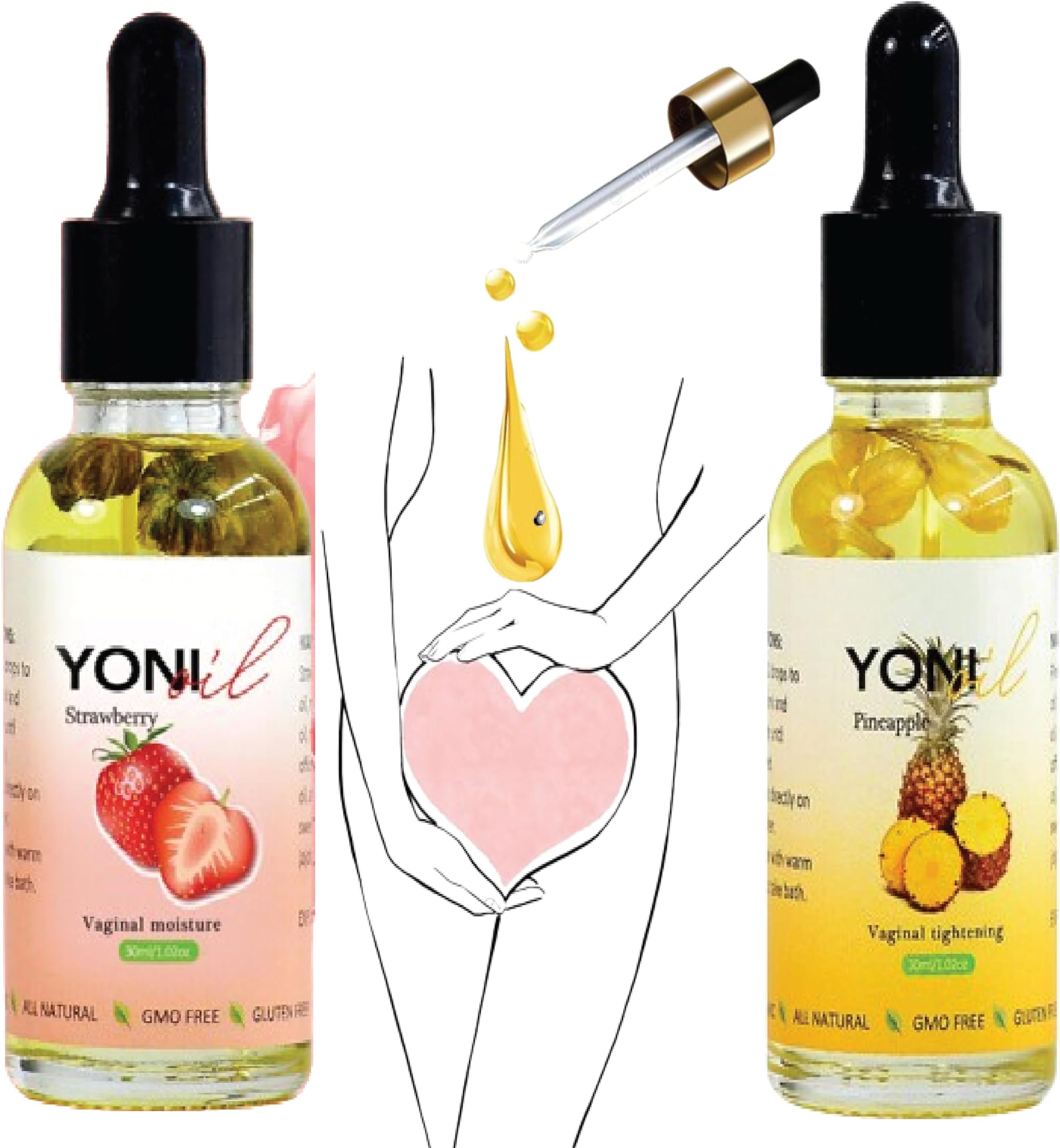 Natural, Organic, Herbal Yoni Feminine Essential Oil, Private Parts Moisturizer and Restore Ph Balance Feminine Deodorant Eliminates Odor With Essential Oils-2pcs. (Pineapple) (Peach)