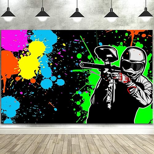 Miniatura 7 de Telón de fondo de FHZON de 5 x 3 pies para fiesta de arte con salpicaduras de desorden colorido para fotografía temática de fiesta, juegos, fiesta,