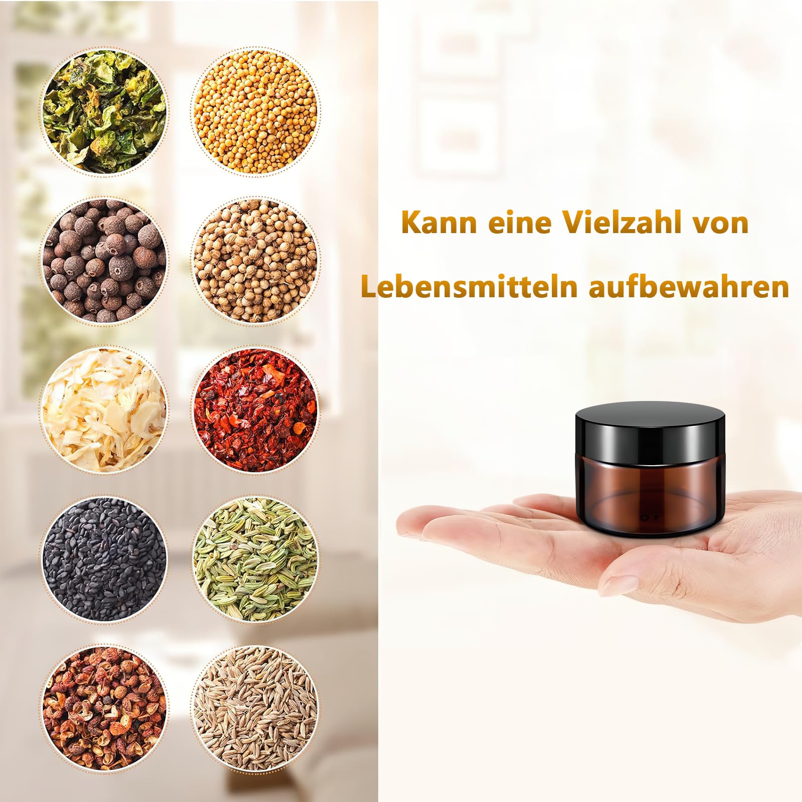 60 barattoli per unguento in vetro ambrato da 30 ml, con coperchio, piccoli contenitori per cosmetici, rotondi, vuoti, per lozioni, campioni, polvere, sali da bagno