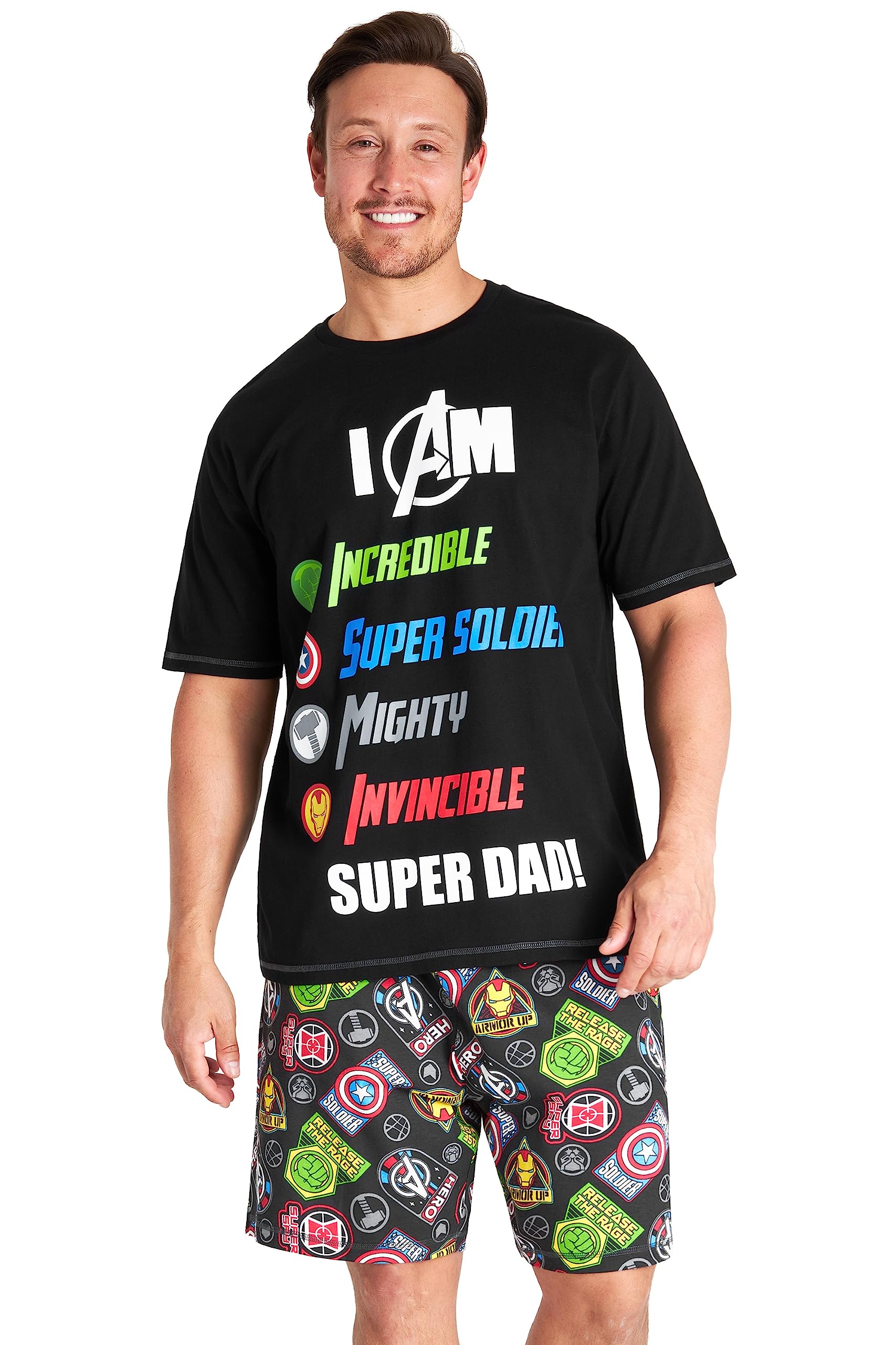 Marvel Avengers Mens Pyjamas Set - Short Sleeve PJs for Men and Teenagers - Sizes M-3XL - Soft Breathable - Mens PJs Lounge Wear