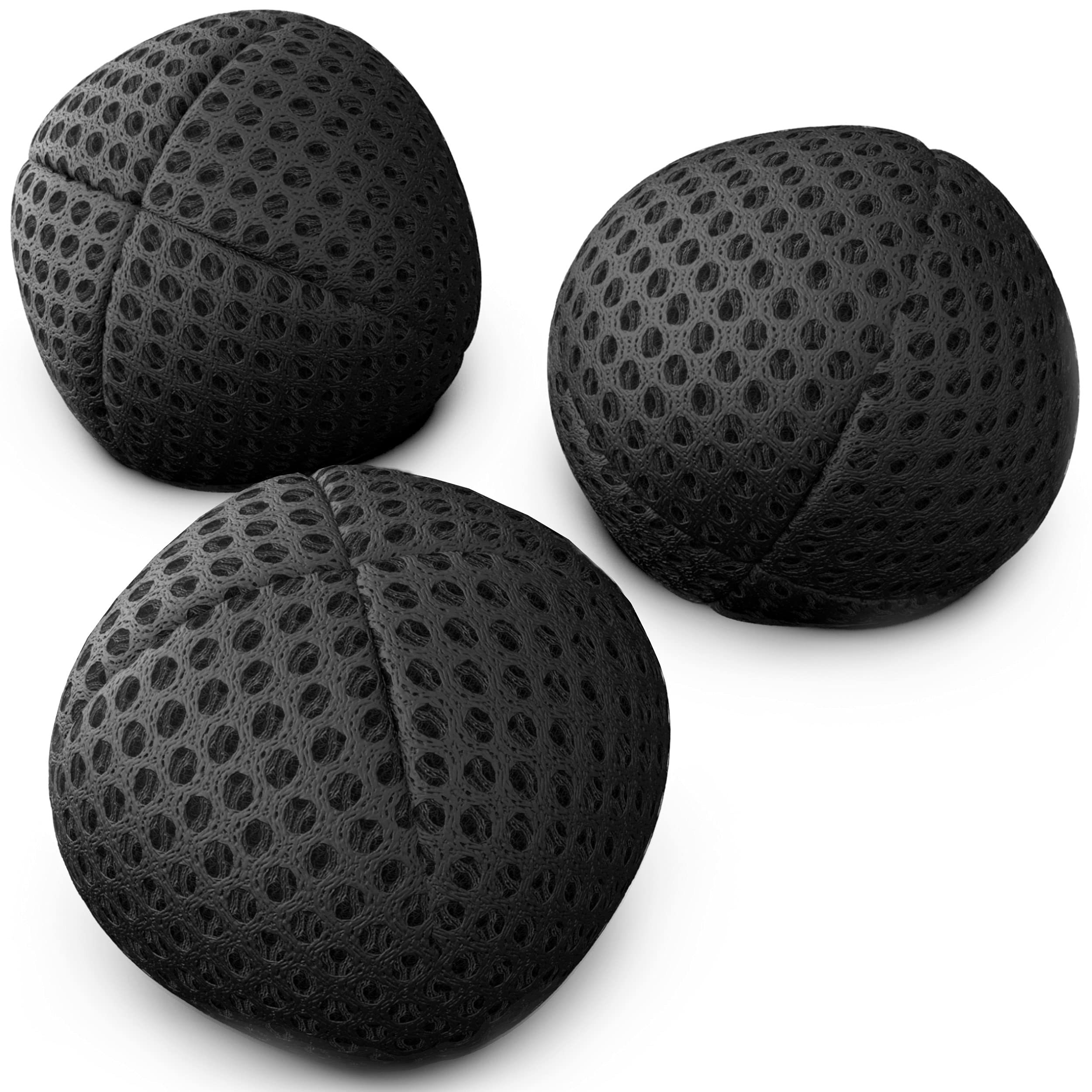 speevers Juggling Balls Professional Set of 3 Fresh Design - Juggle Balls for Beginners, Kids, Adults - 2 Layers of Net Uni Color Carry Case Xballs (120g, Black)
