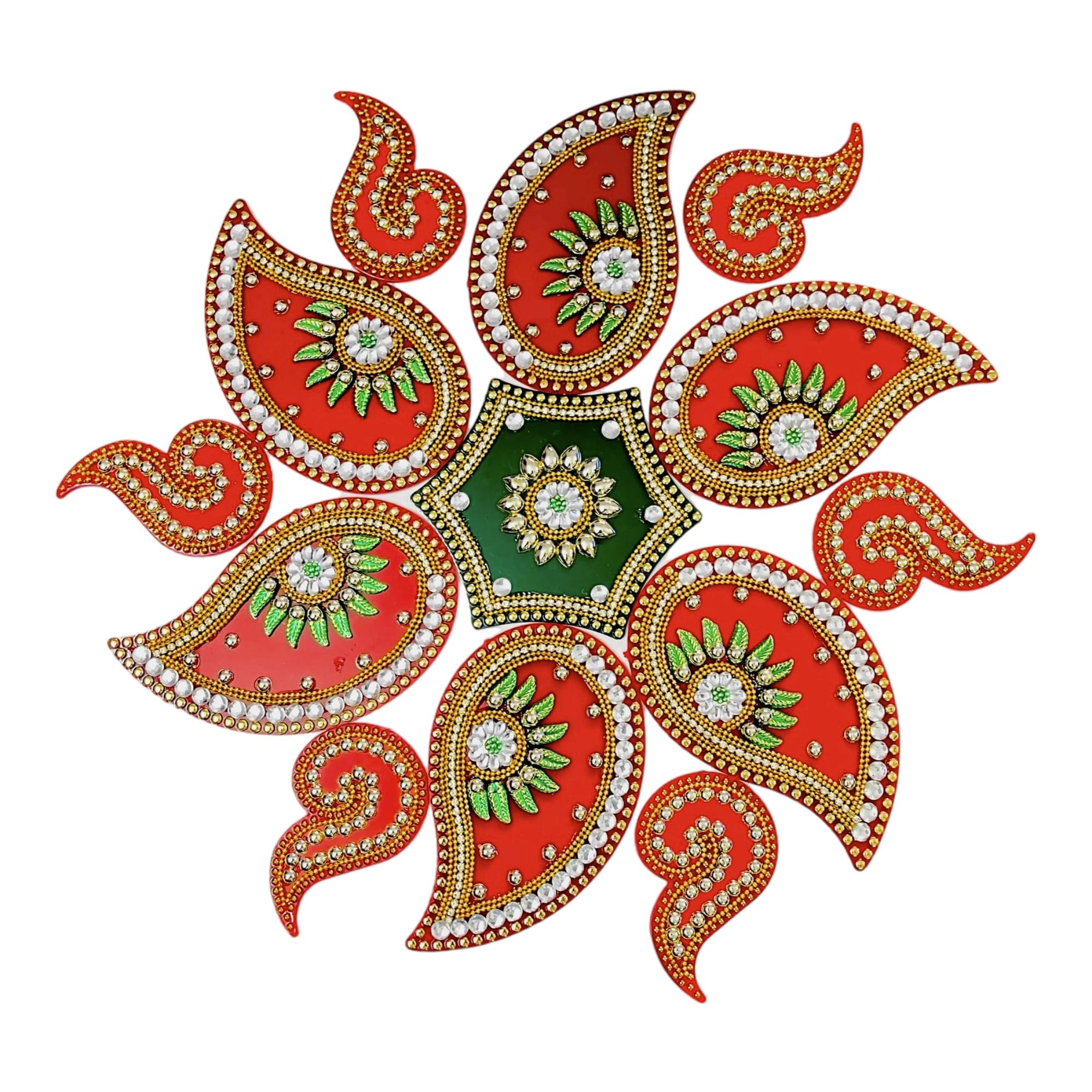 KRIWIN XLarge Size Acrylic Rangoli for Home Festival Decoration 19 pcs Set Reusable 3