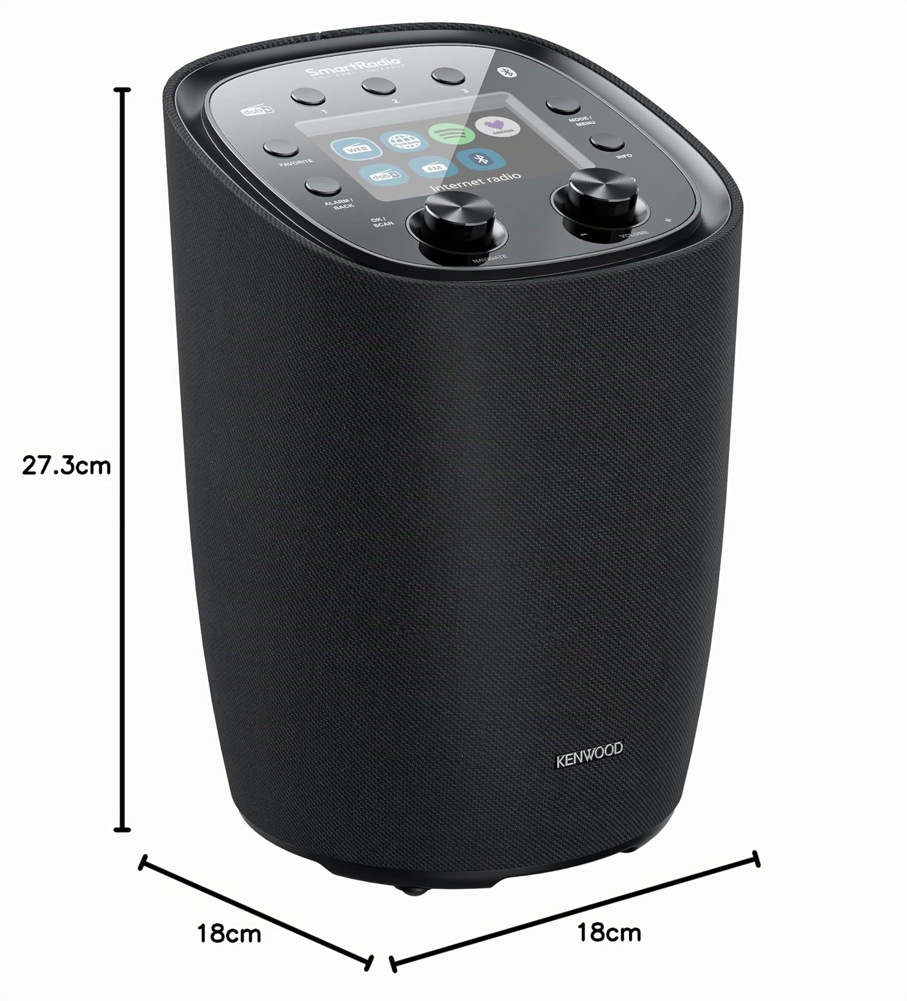 Kenwood CR-ST500S-B Radio Intelligente Design avec écran Couleur TFT 4", Radio Internet WiFi, Dab+, FM, Spotify (HiFi), Deezer, Bluetooth, stéréo RMS 30 W, Caisson de Basses intégré, télécommande