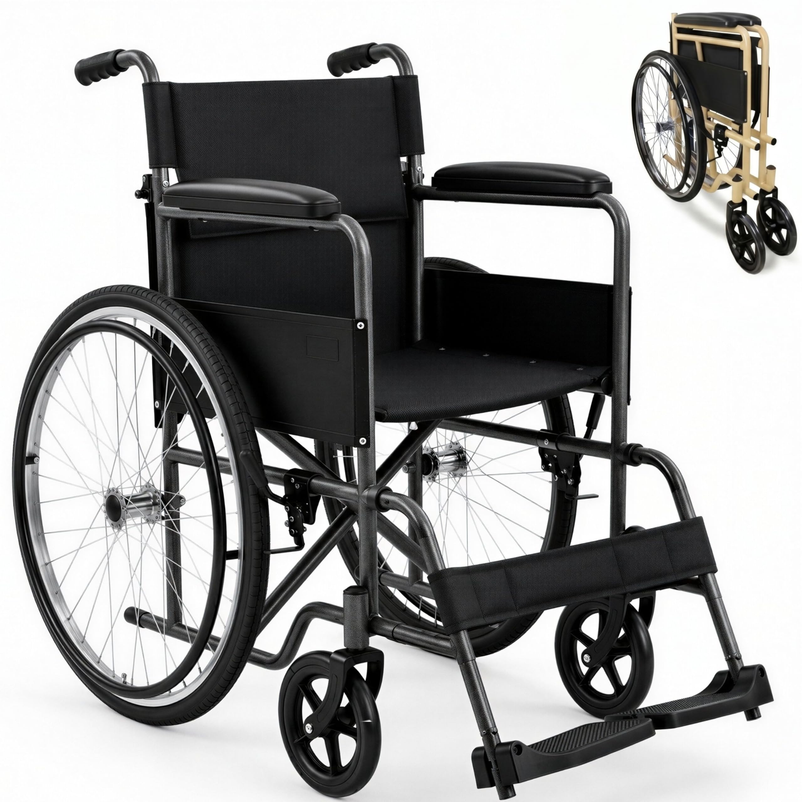 Mobiclinic®, Sedia a Rotelle Pieghevole, Denver, Marchio Europeo, Seduta 46 cm, Freno Manuale, Schienale Rimovibile, Poggiapiedi, Robusta, Carrozzina (Grigio)