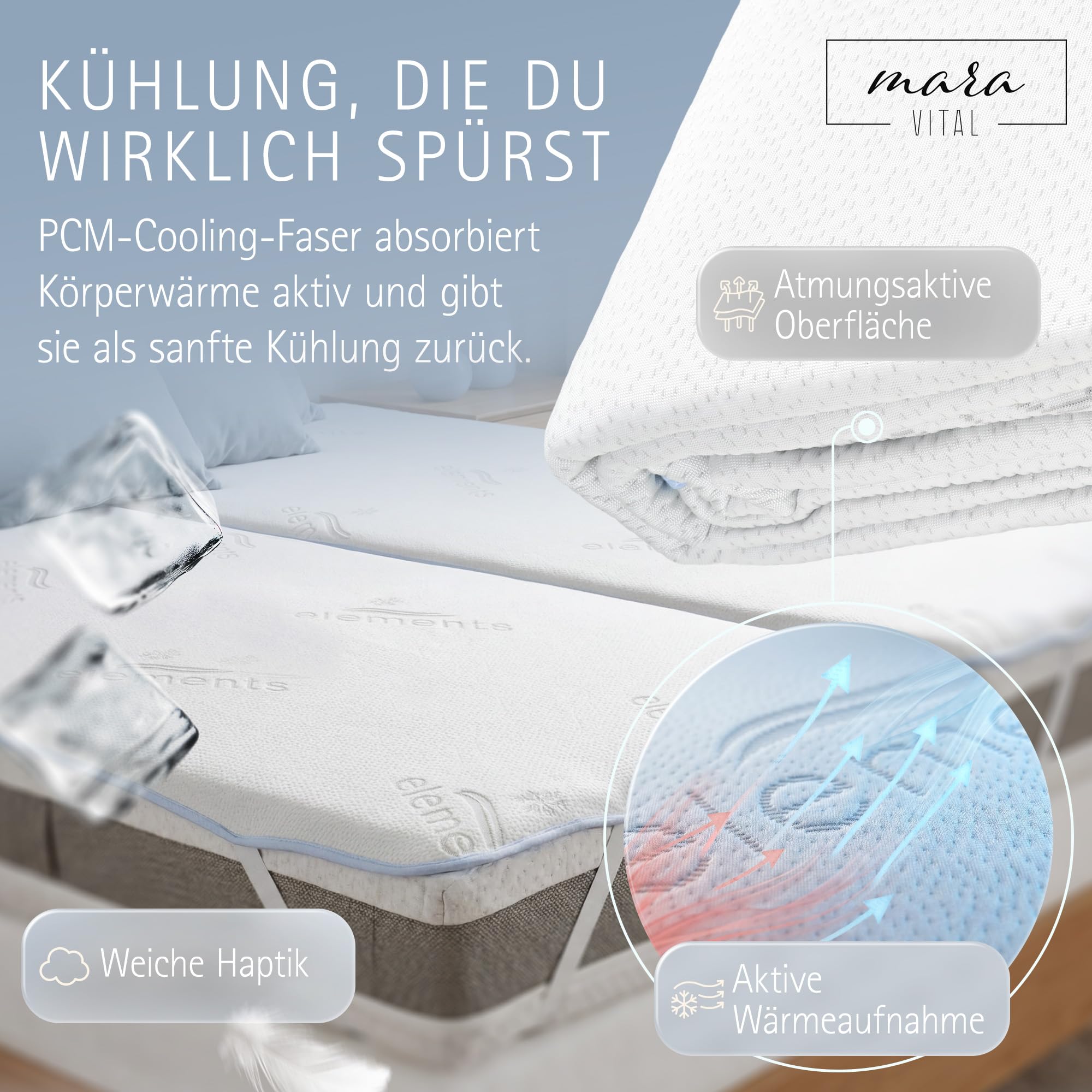 Kühlende Matratzenschoner 90x200 | Endlich kühl schlafen Dank PCM Kühlfasern | Matratzenauflage gegen Schwitzen mit 3–5 °C Kühleffekt | Matratzenschutz für den Sommer Oeko-TEX Zertifiziert
