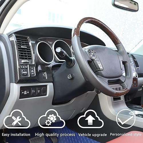 Miniatura 4 de HAPPYHORSE Cubierta de marco de panel de salpicadero de automóvil compatible con Toyot Tundra 07-13Sequoia 07-21 Panel de control central para