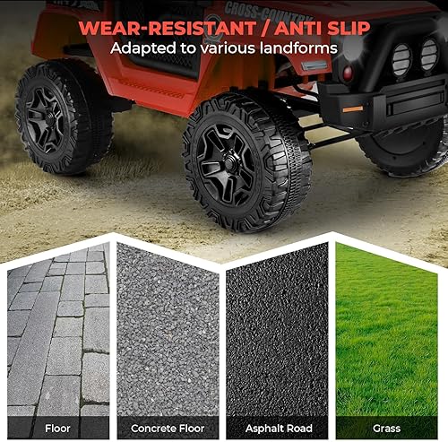 Miniatura 6 de Hikole Autos de paseo a control remoto para niños, camión de 12 V, con Bluetooth y reproductor de música, 3 velocidades, suspensión, autos para