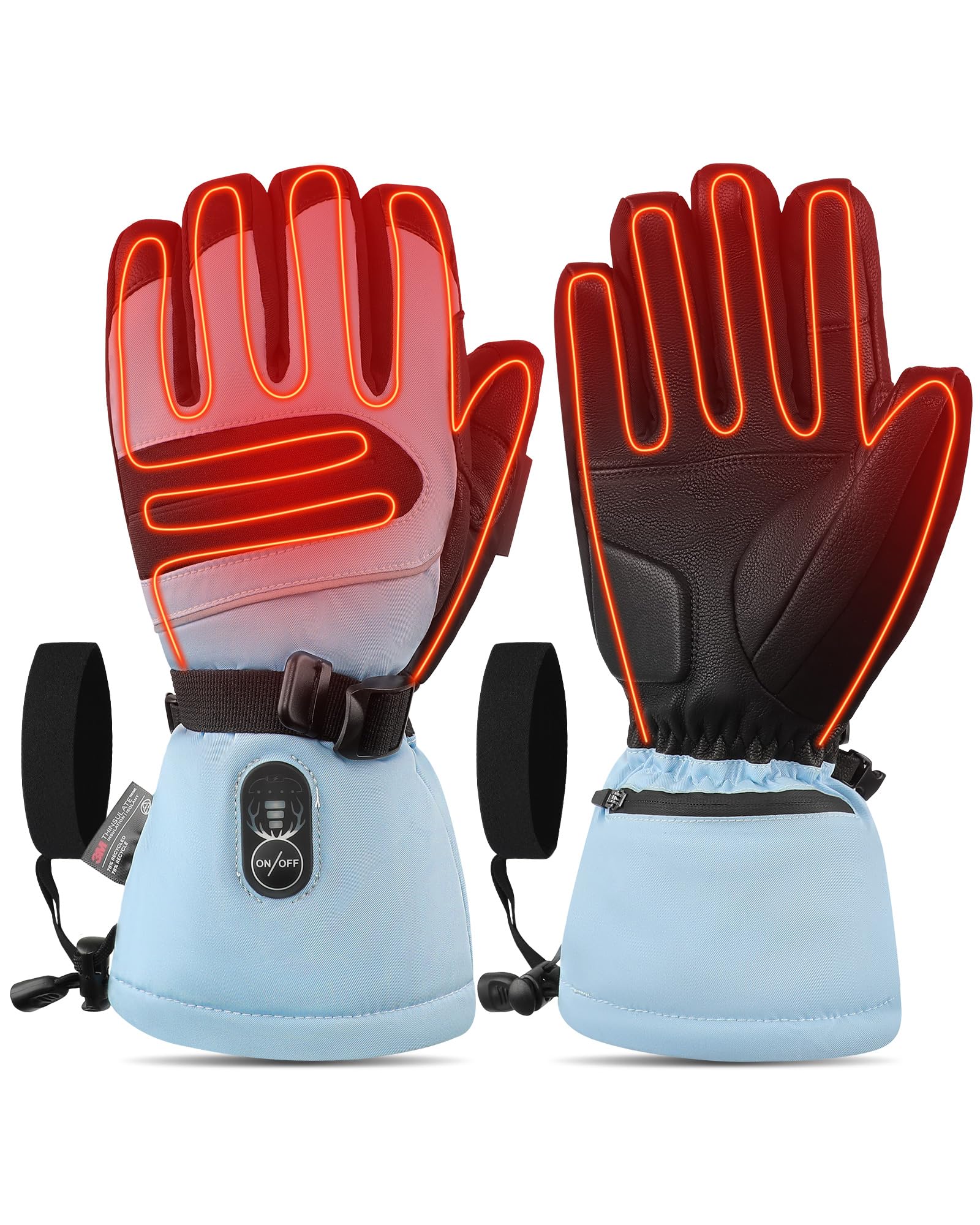 Day Wolf Heated Gloves for Men & Women – 10h Heat, USB-C PD 2h Fast Charge, Waterproof with Thinsulate insulation, Touchscreen, 3 Heat Levels 40/50/60°C for Skiing & Snowboarding
