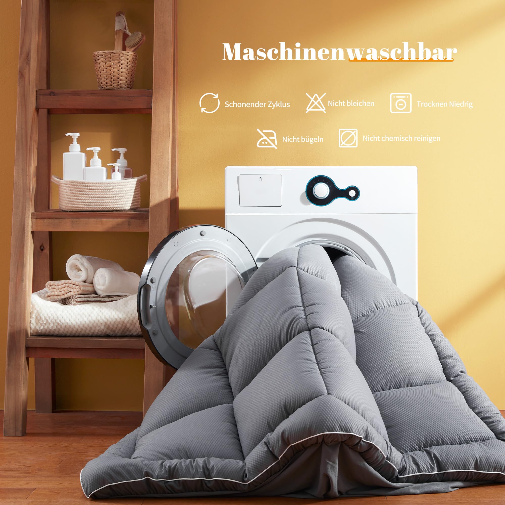 Sonive Matratzenauflage für Doppelbett, 135 x 190 cm, gesteppt, dick, für Doppelbett, superweiche Matratzenauflage mit extra tiefer Tasche, 38 cm, Hotelqualität, Grau