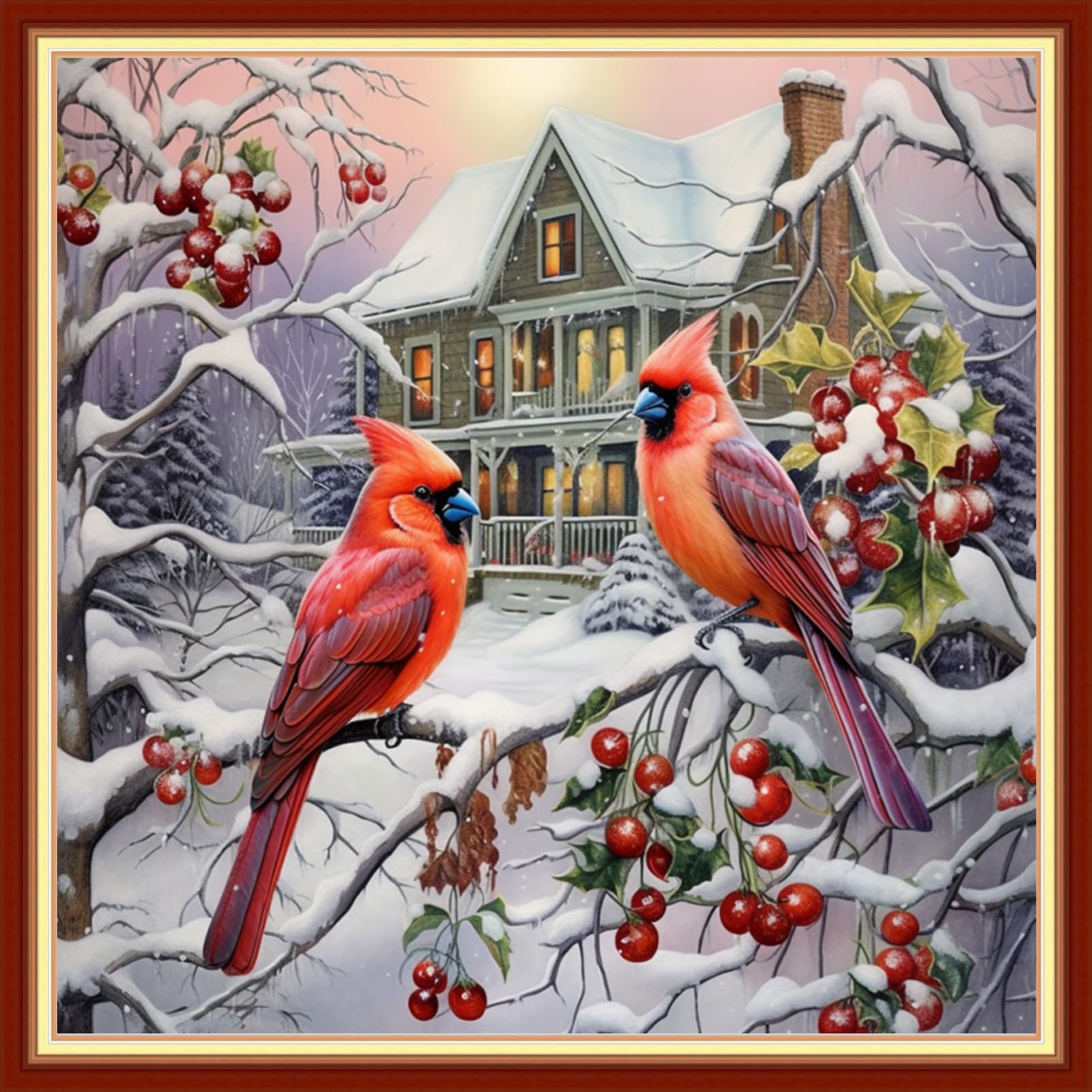 Dooxvey Cross Stitch Kits for Adults Stamped Full Range of Embroidery Starter Kits for Beginners 11CT Printed Cross Stitch Patterns Needlepoint Kits Stamped Crossstitch-Snow Scenery 18x18 inch