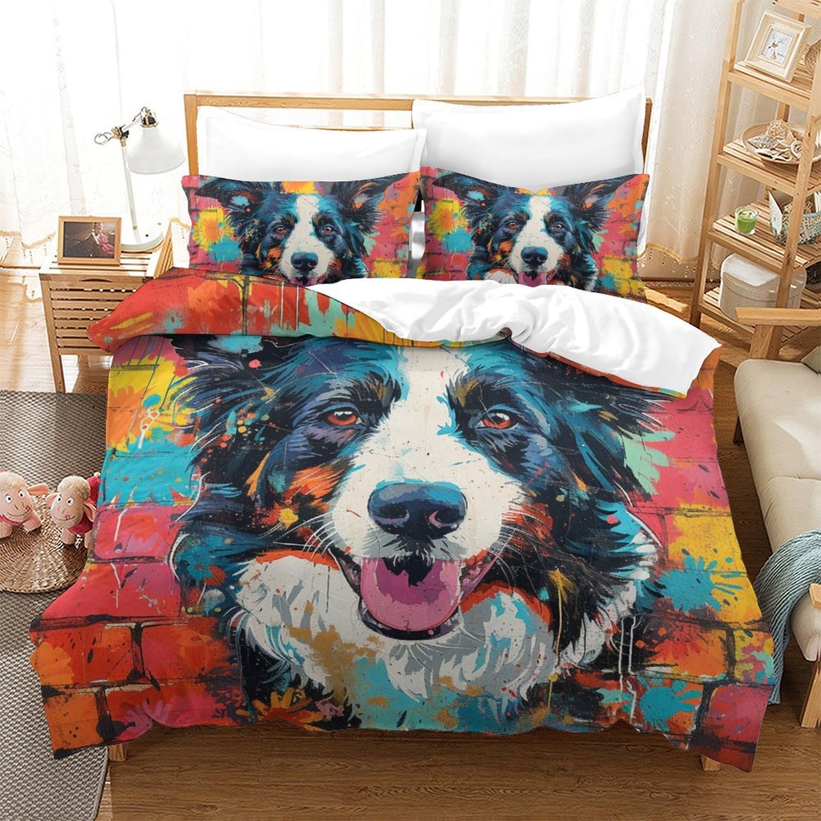 Housse de couette Berger Allemand respirante et super douce 200x200 cm en microfibre