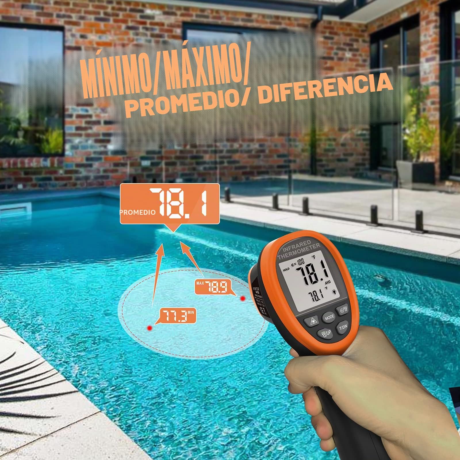 Termómetro infrarrojo BTMETER BT1500, Pirómetro sin contacto D:S 30:1 Medidor de temperatura láser, -58℉ a 2732℉ (-50℃ ~ 1500℃) Pistola digital de temperatura IR para industrial - No para humanos