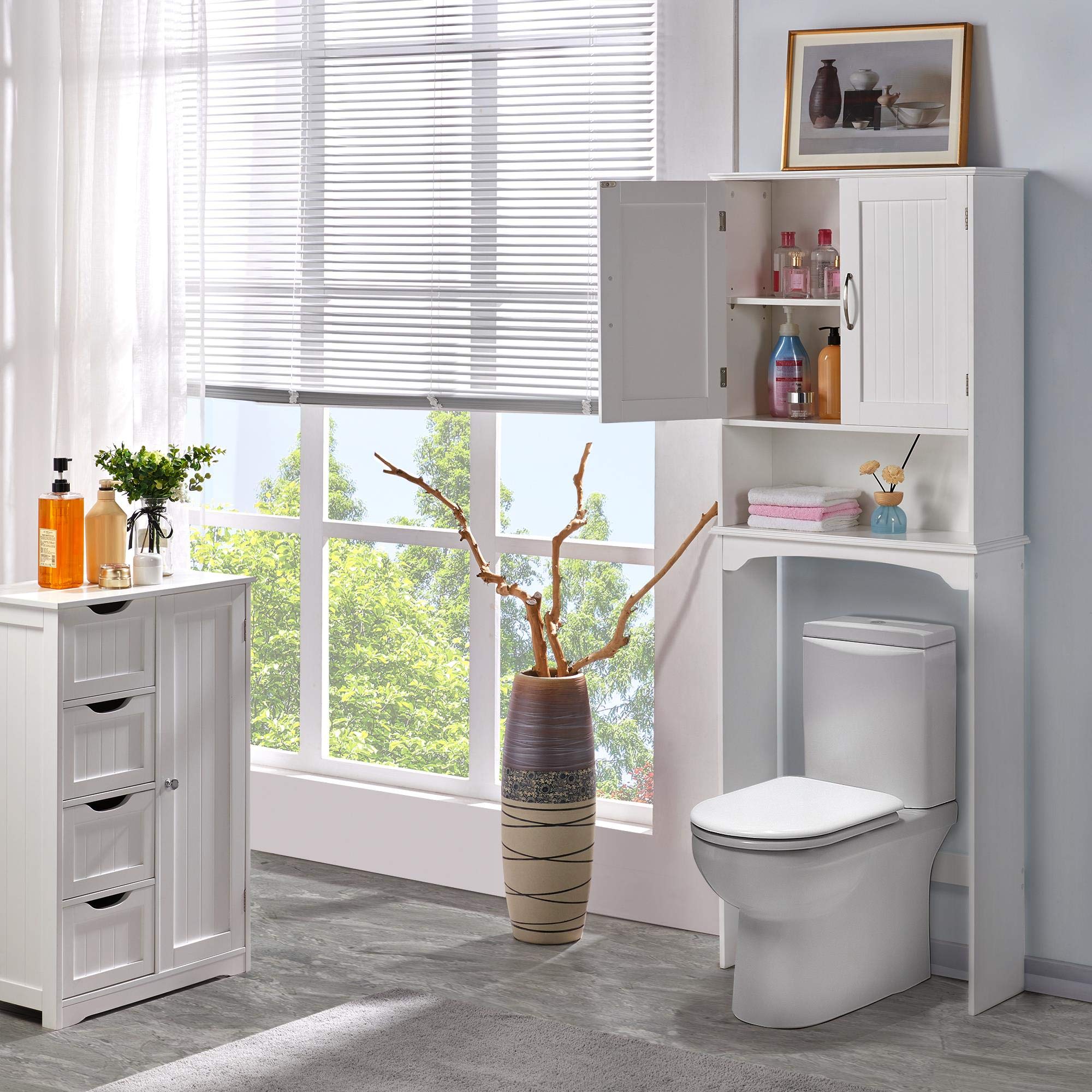 Yaheetech Over The Toilet Double Door Bathroom Storage