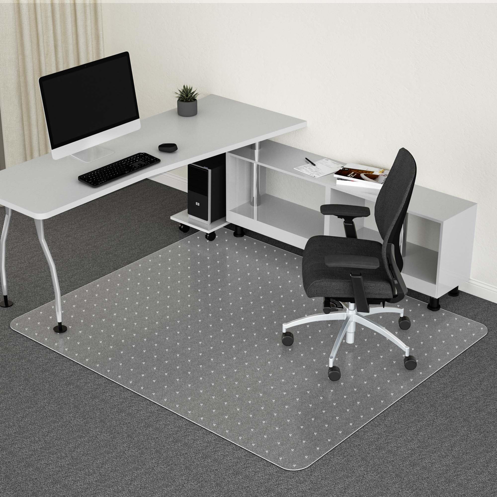 Naturei Office Chair Mat for Carpeted Floor, 48” x 60” Large Floor Protector Mat, Easy Glide Rolling Plastic Floor Mat, Desk Floor Mat for Home, Office (Rectangle)